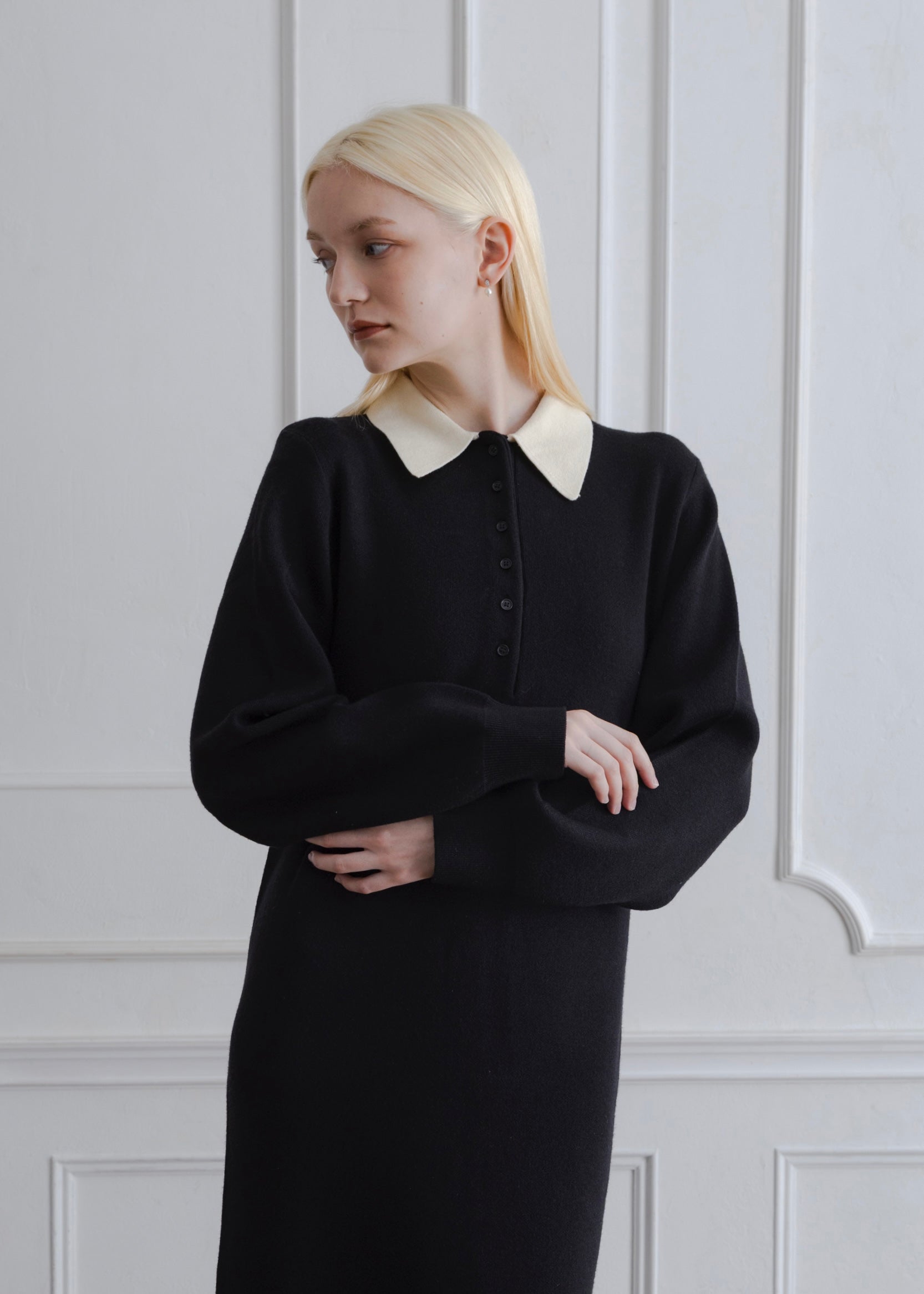 BICOLOR POLO KNIT DRESS