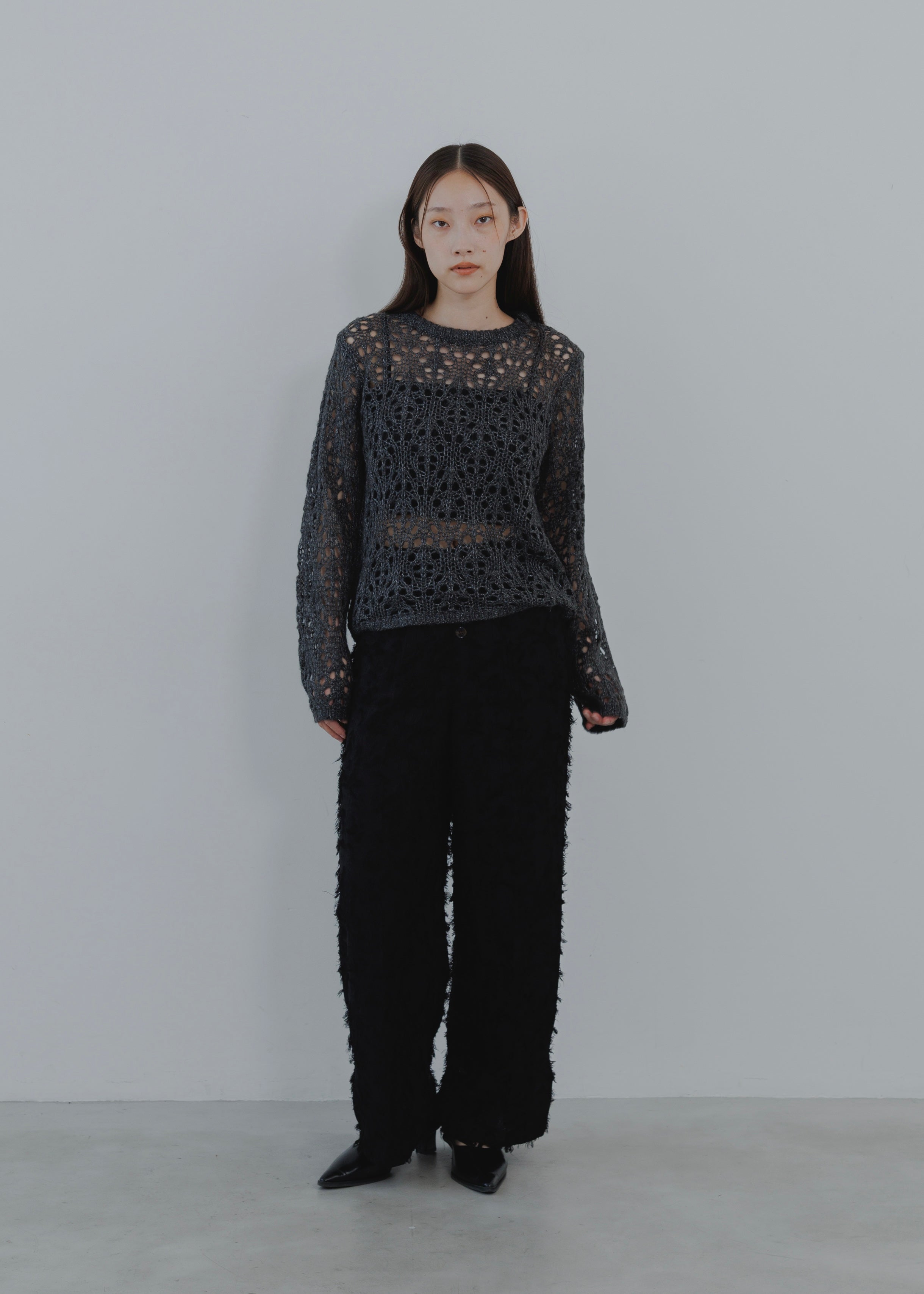 OPENWORK MOHAIR KNIT PULLOVER