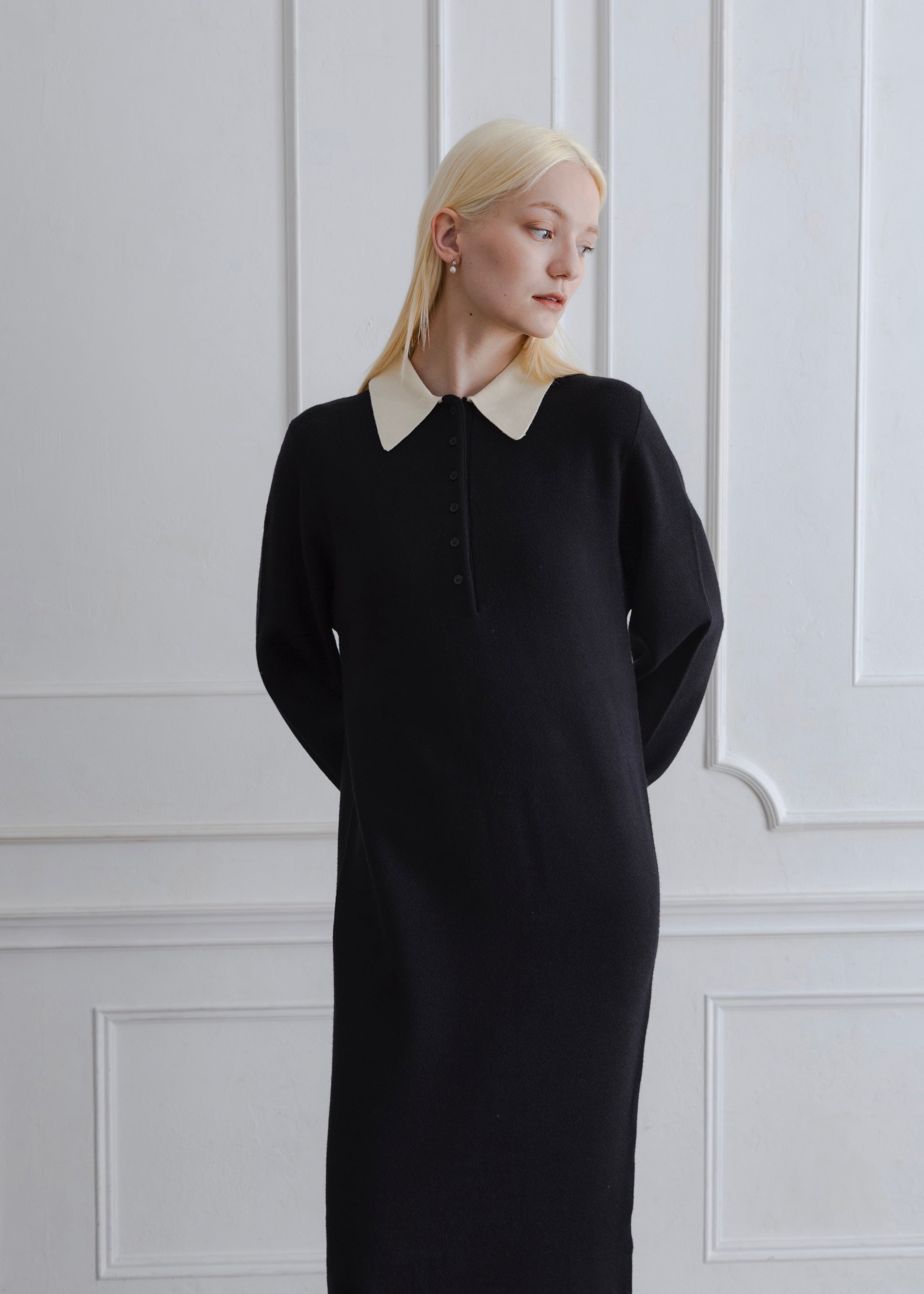 BICOLOR POLO KNIT DRESS