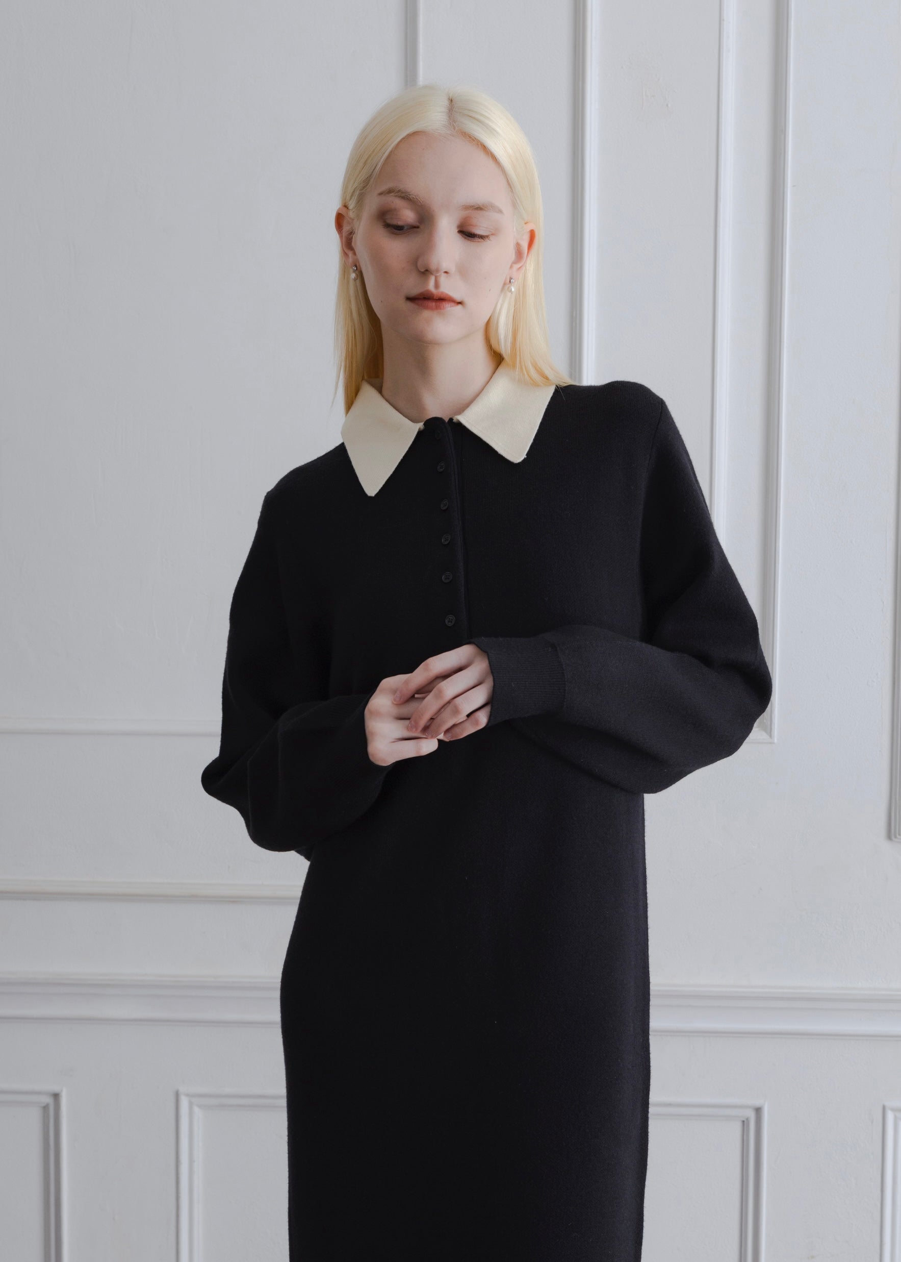 BICOLOR POLO KNIT DRESS