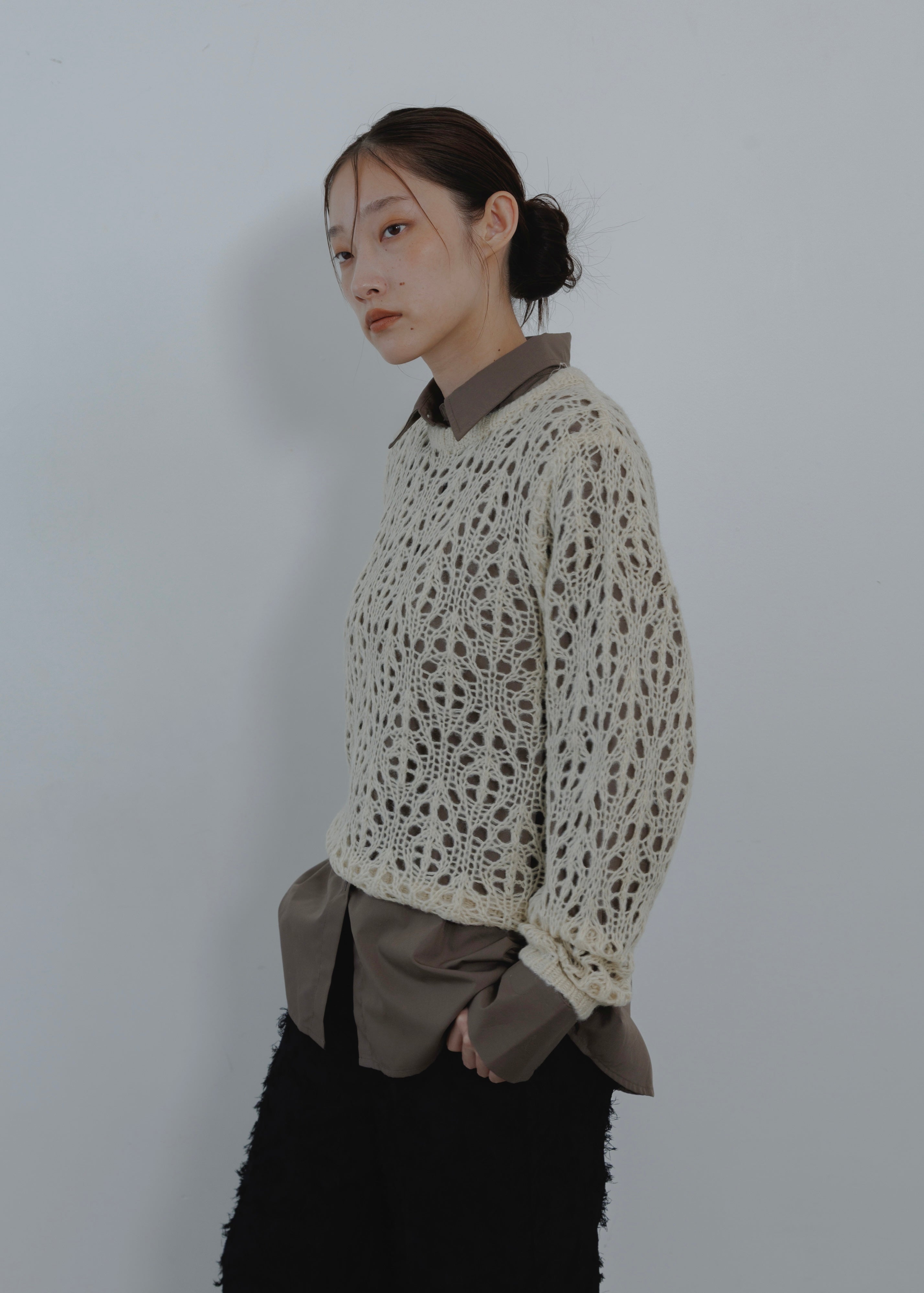 OPENWORK MOHAIR KNIT PULLOVER