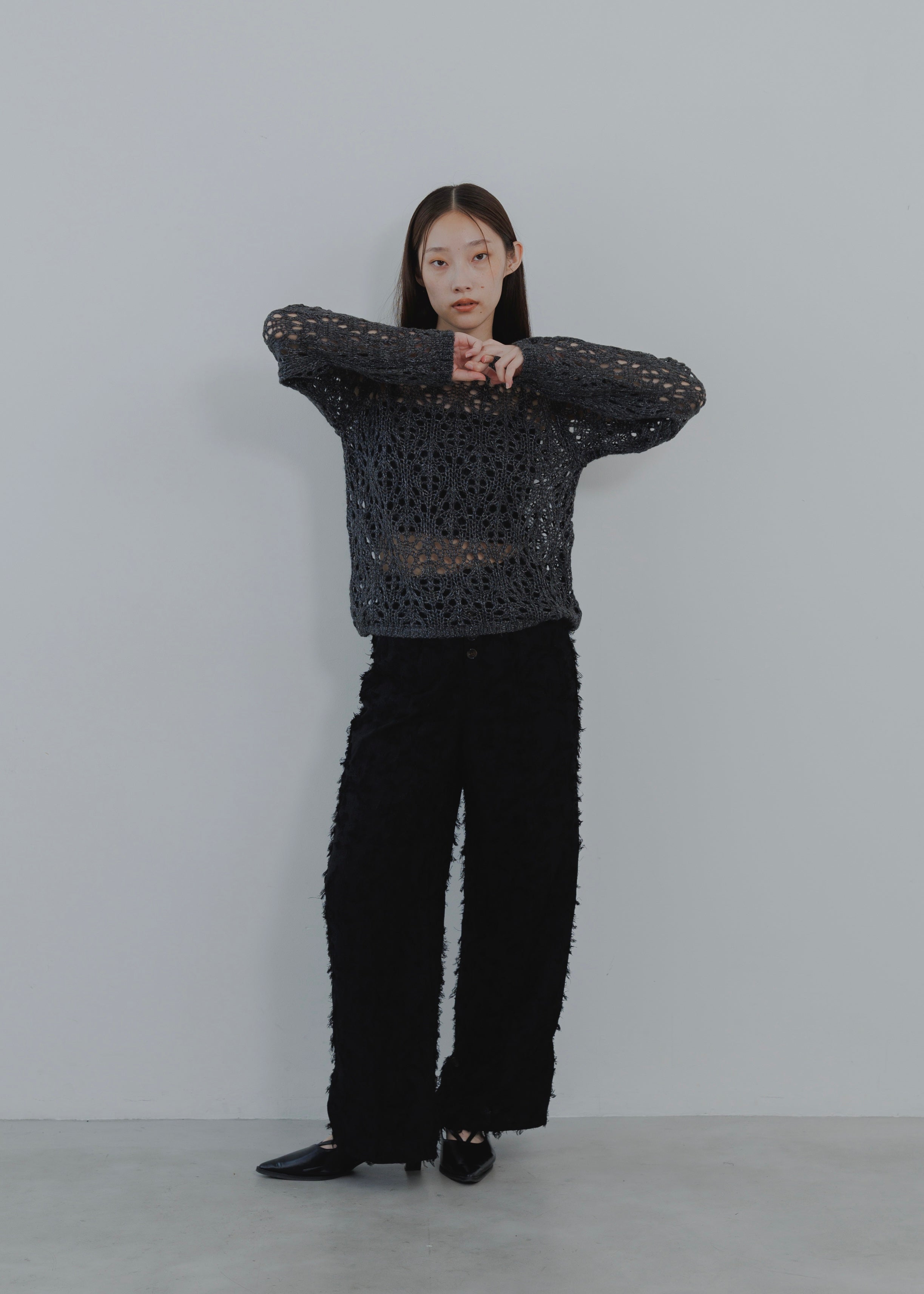 OPENWORK MOHAIR KNIT PULLOVER