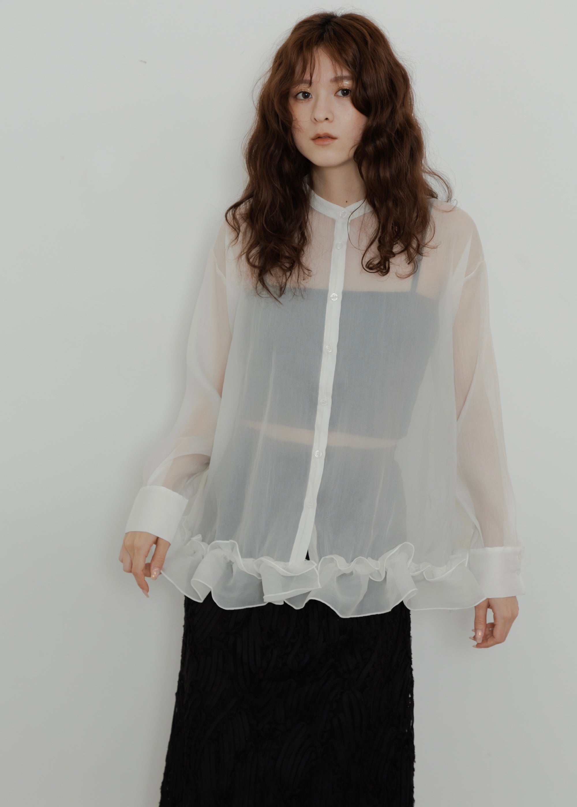 ORGANDY FRILL BLOUSE