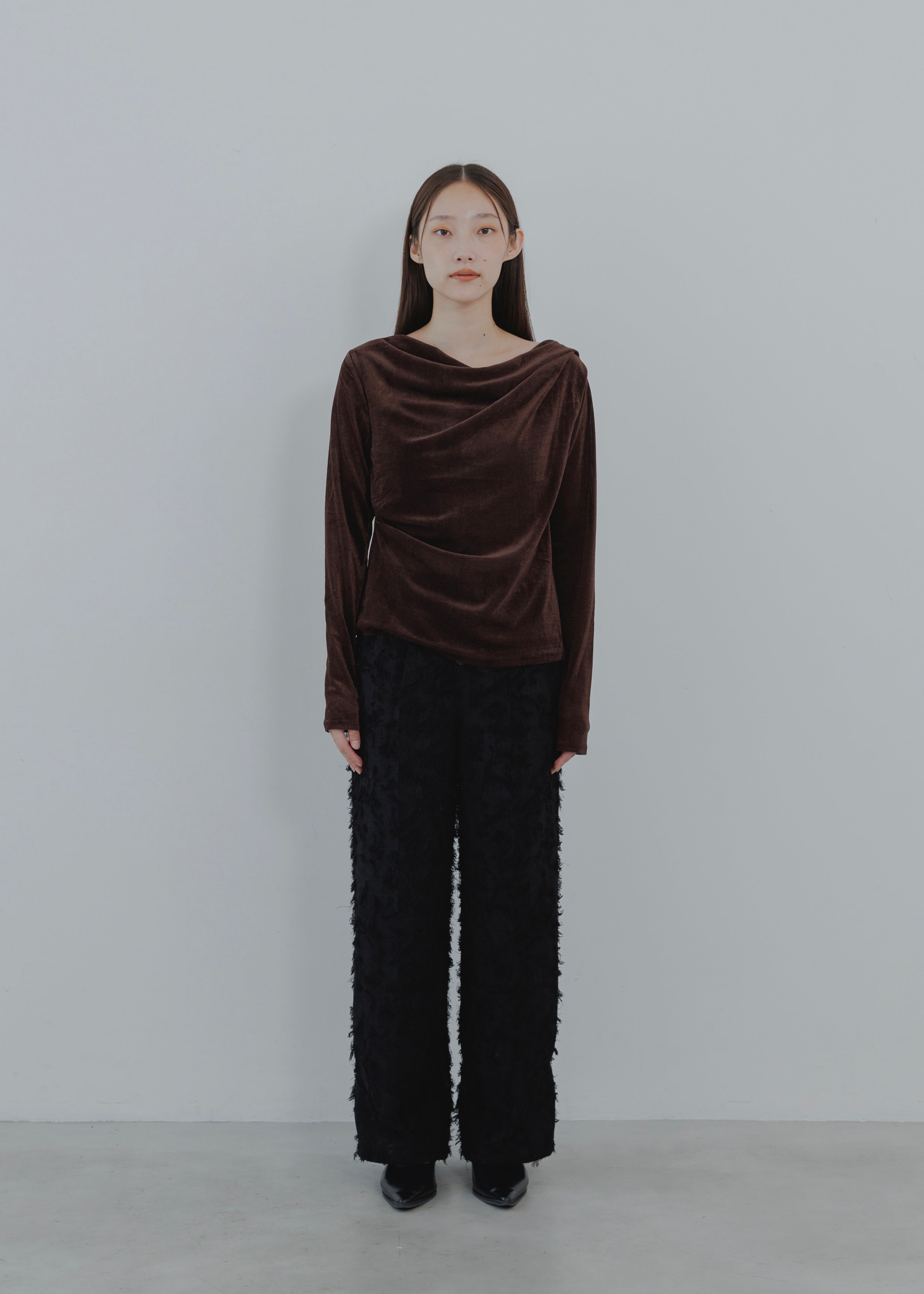 SHEER VELOUR DRAPE PULLOVER