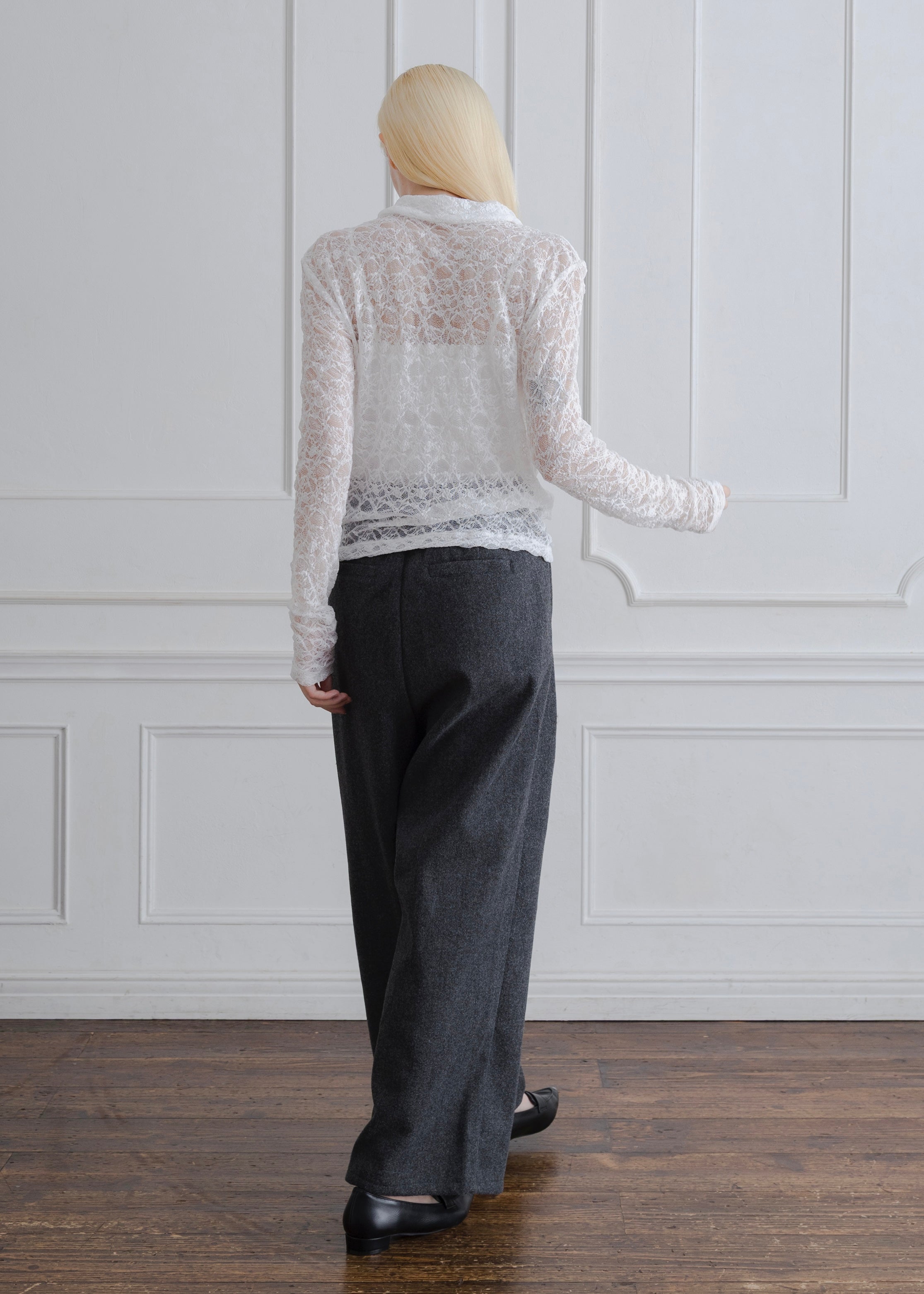 FAUX WOOL TUCK PANTS