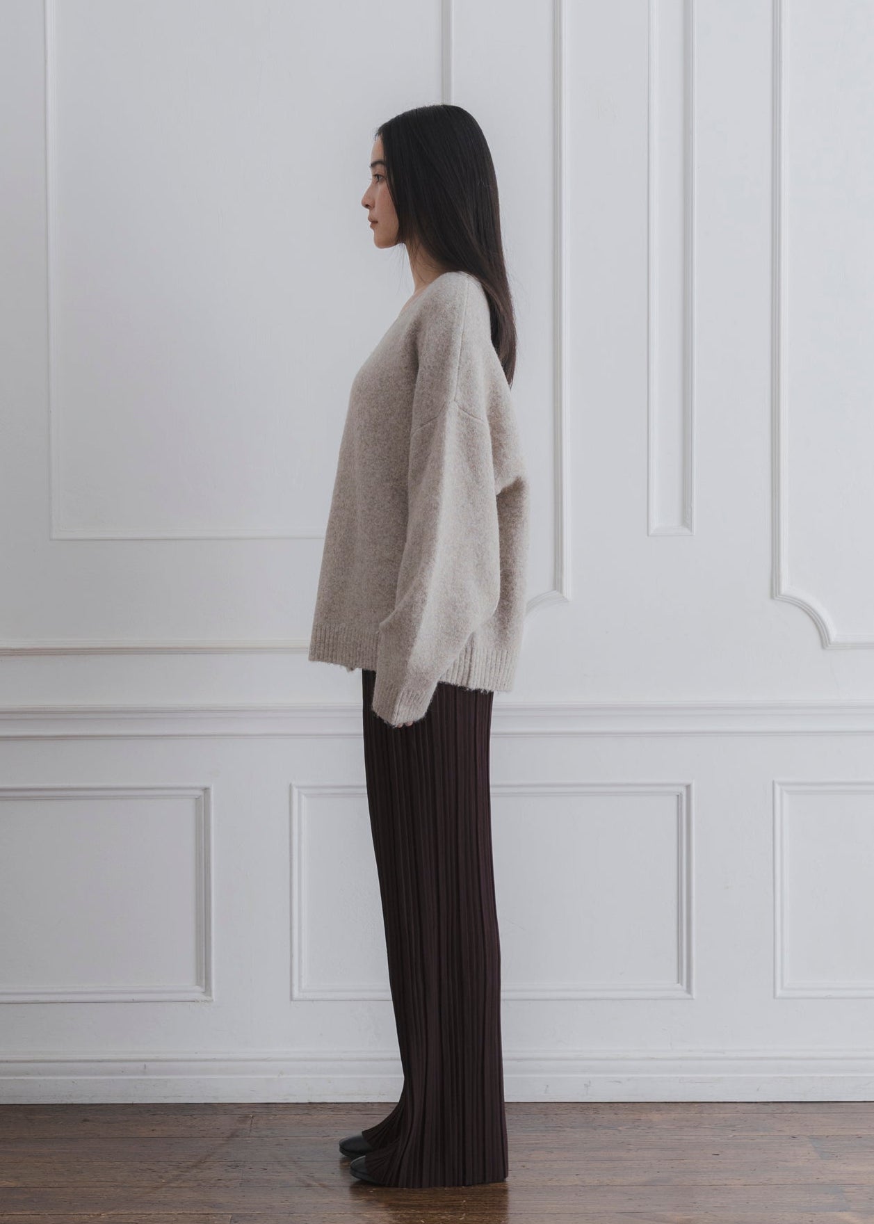 BACK RIBBON KNIT PULLOVER