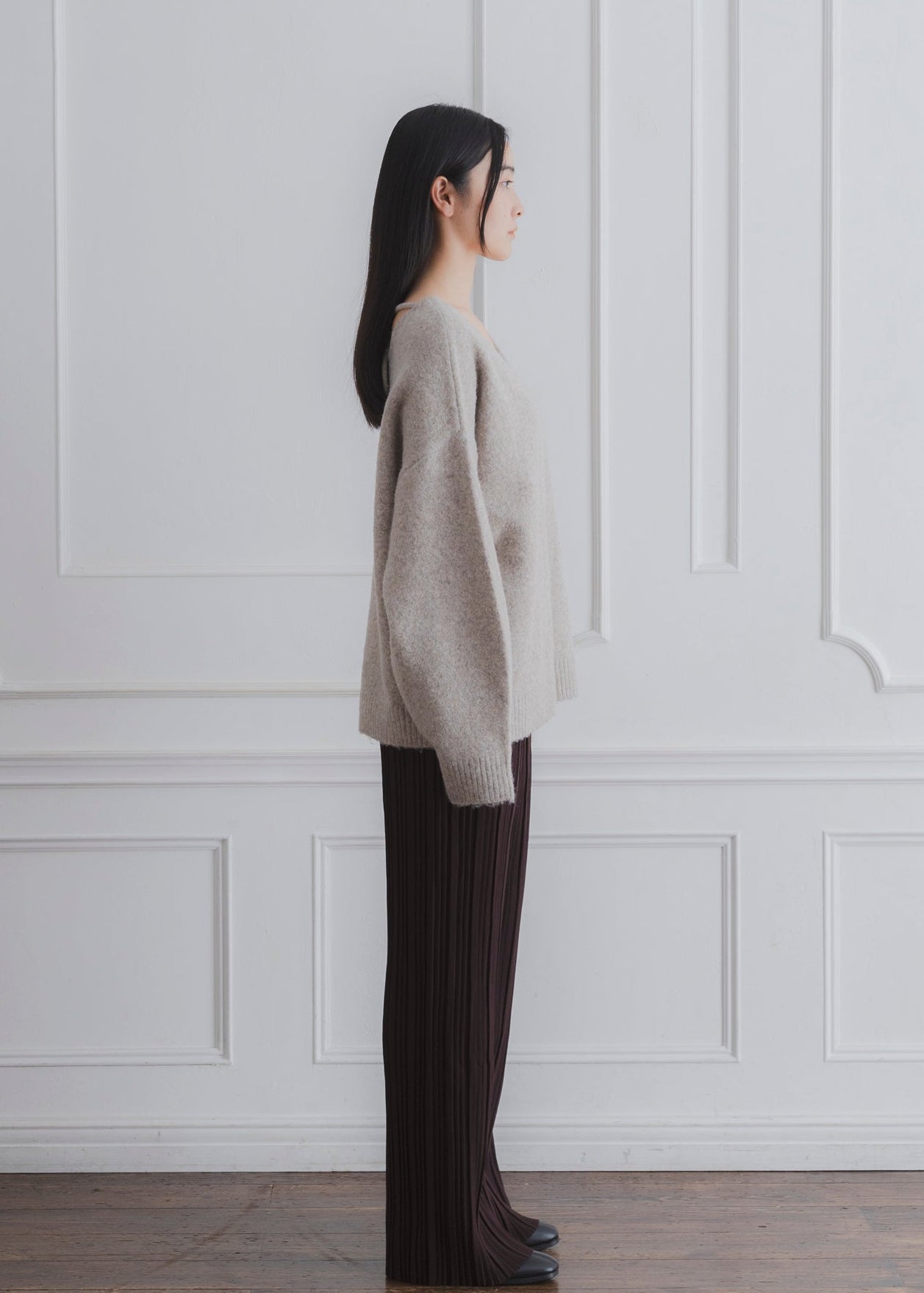 BACK RIBBON KNIT PULLOVER