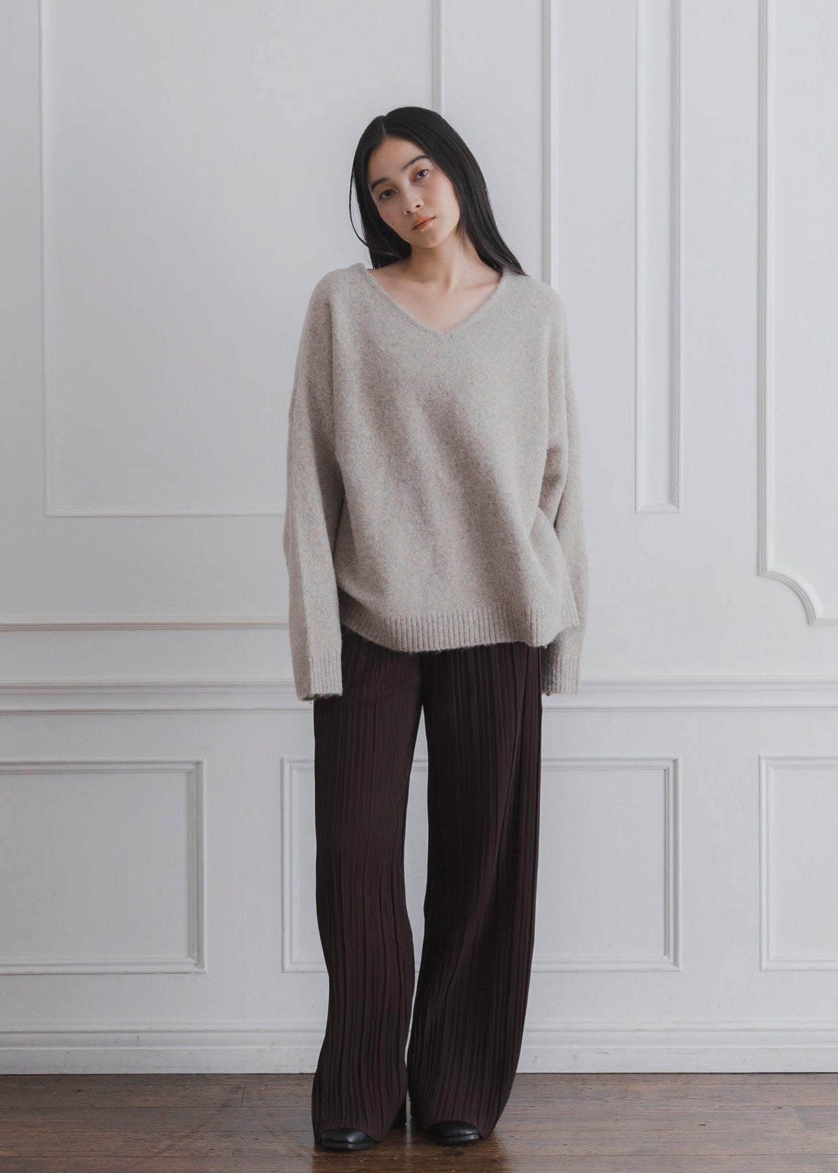 BACK RIBBON KNIT PULLOVER