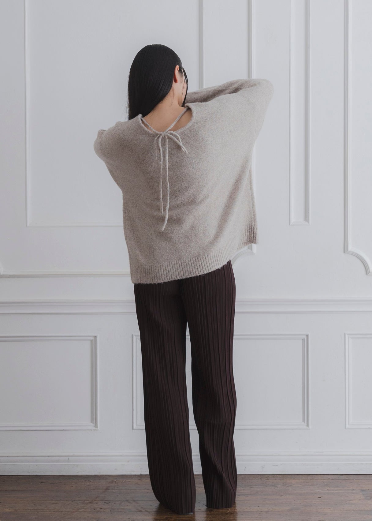 BACK RIBBON KNIT PULLOVER