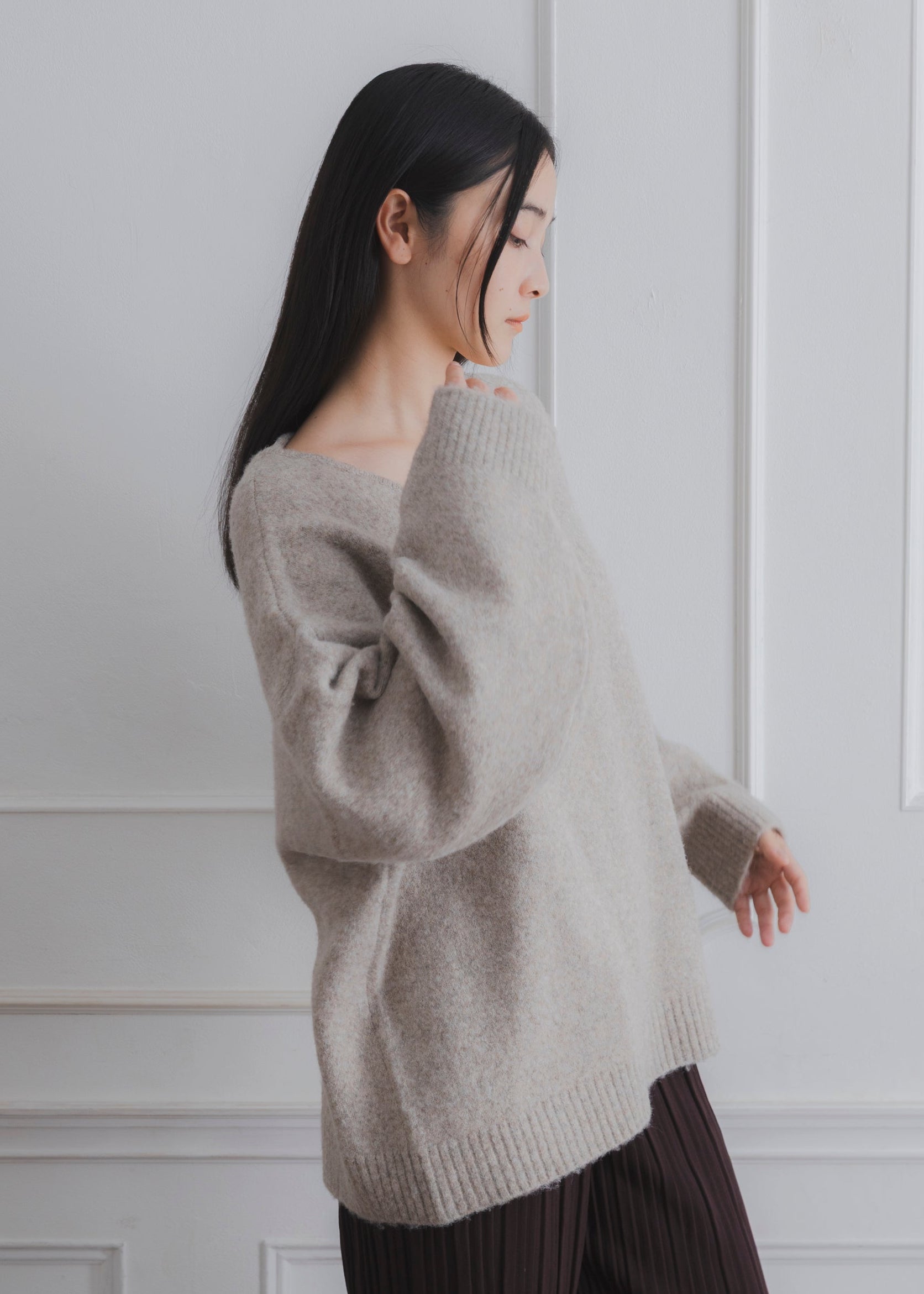 BACK RIBBON KNIT PULLOVER