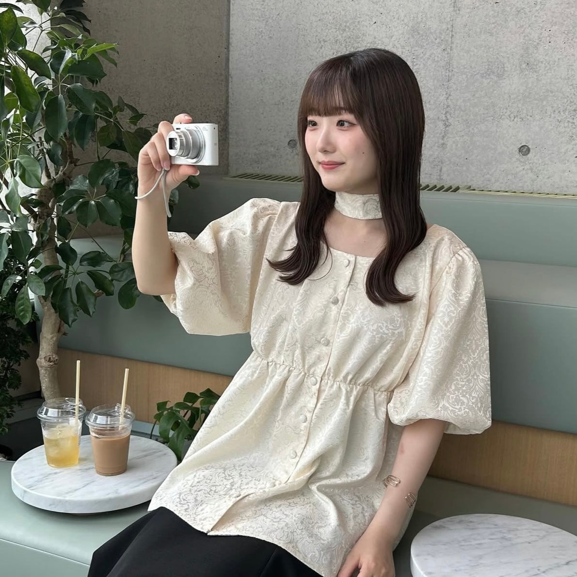 JACQUARD PEPLUM BLOUSE