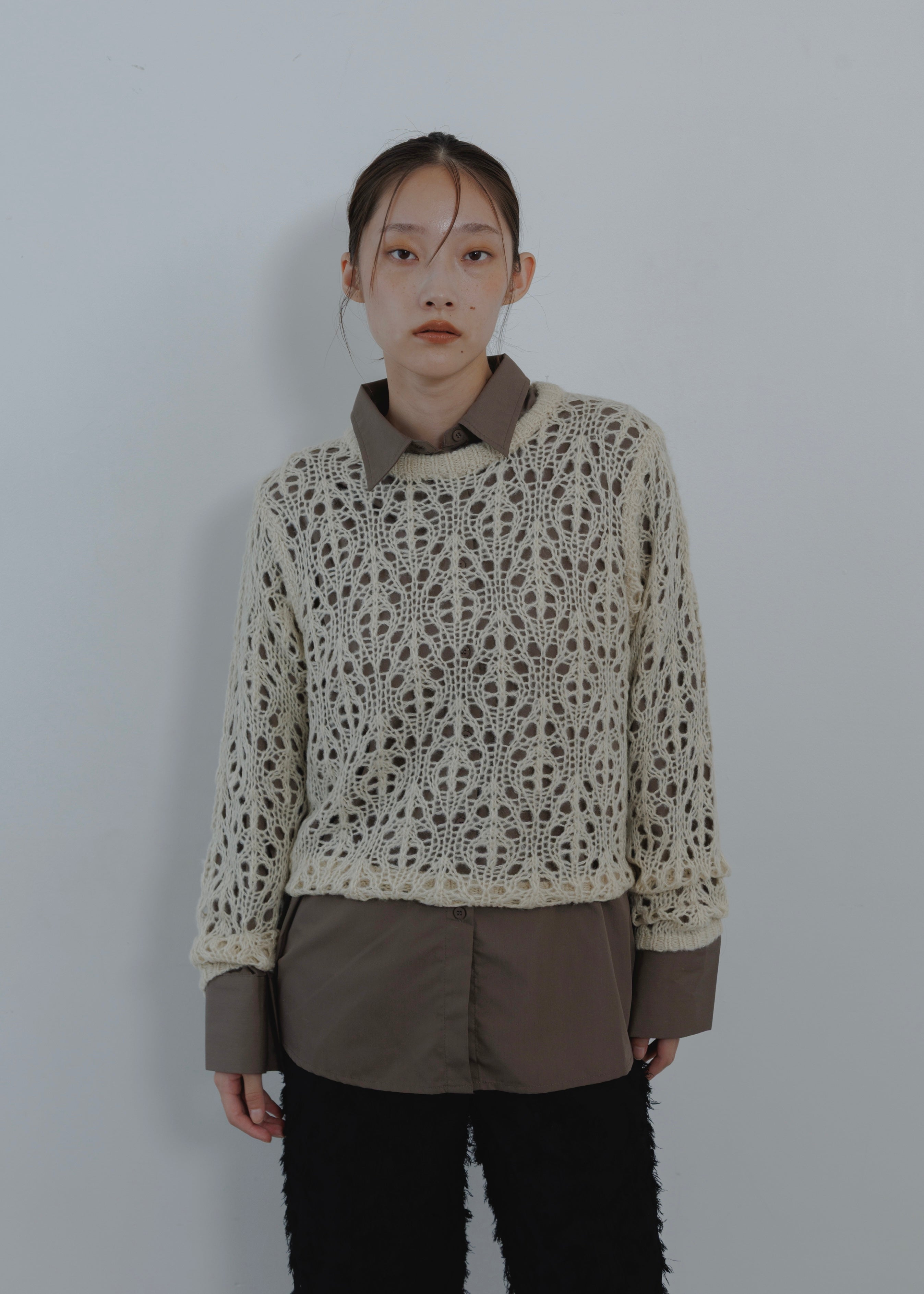 OPENWORK MOHAIR KNIT PULLOVER