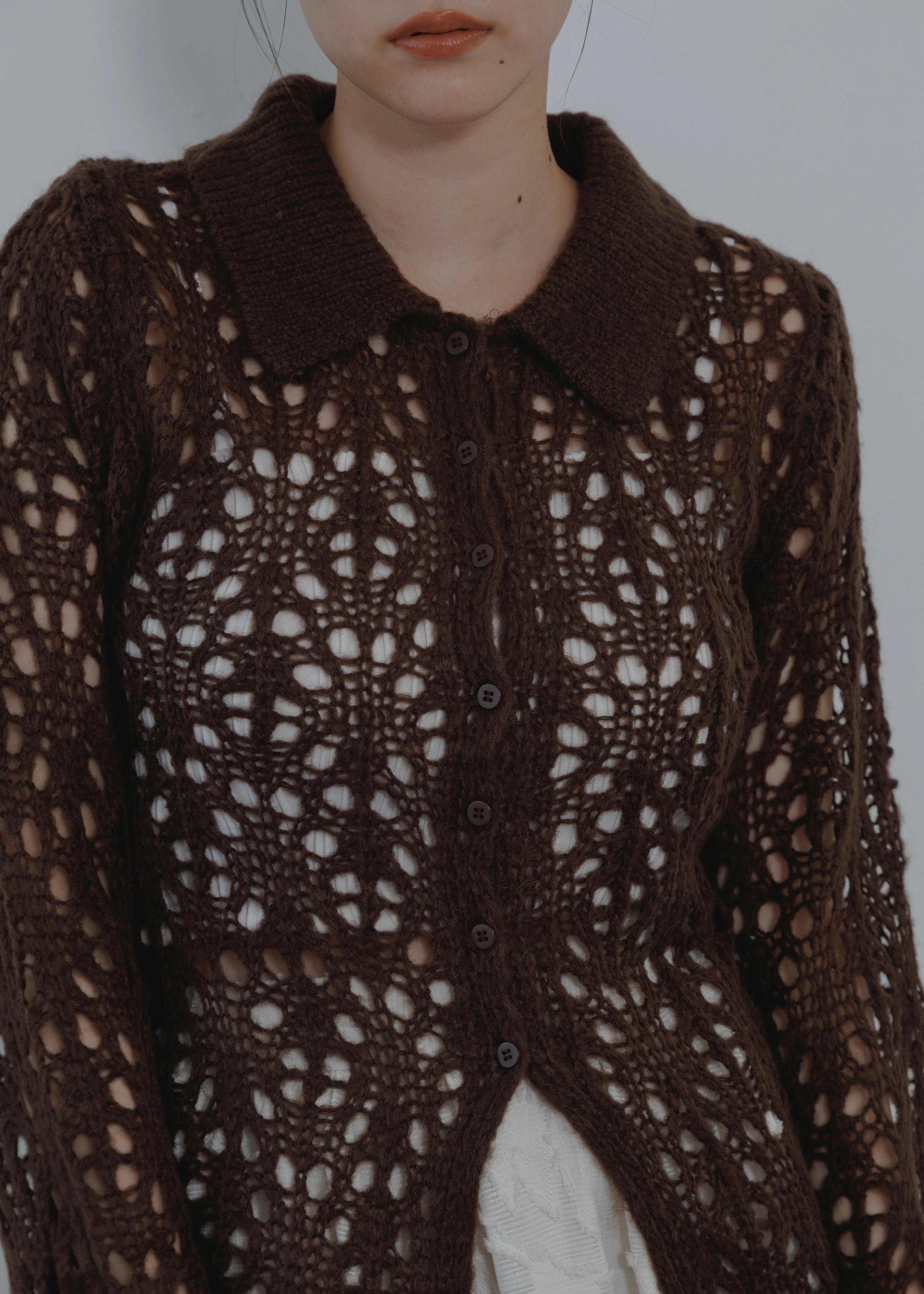 OPENWORK MOHAIR CARDIGAN