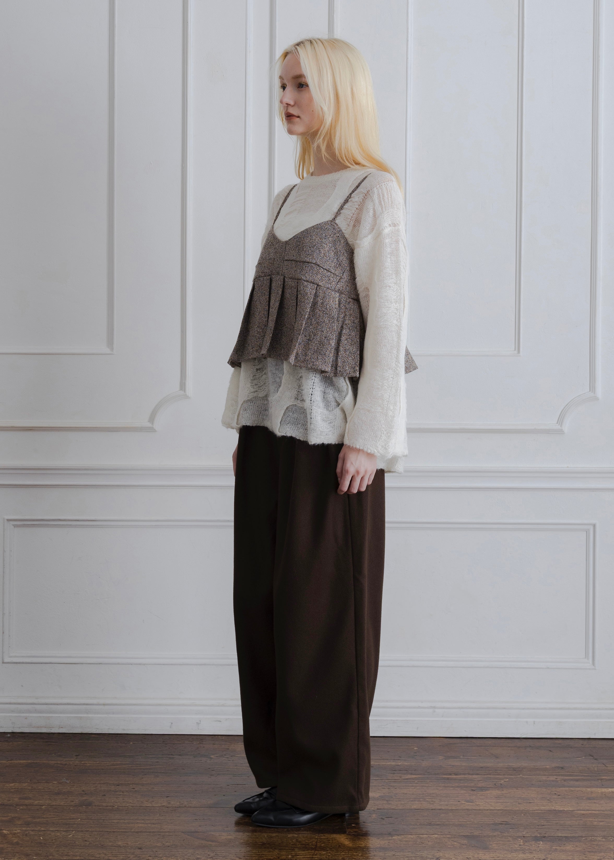 TWEED PLEATS CAMISOLE