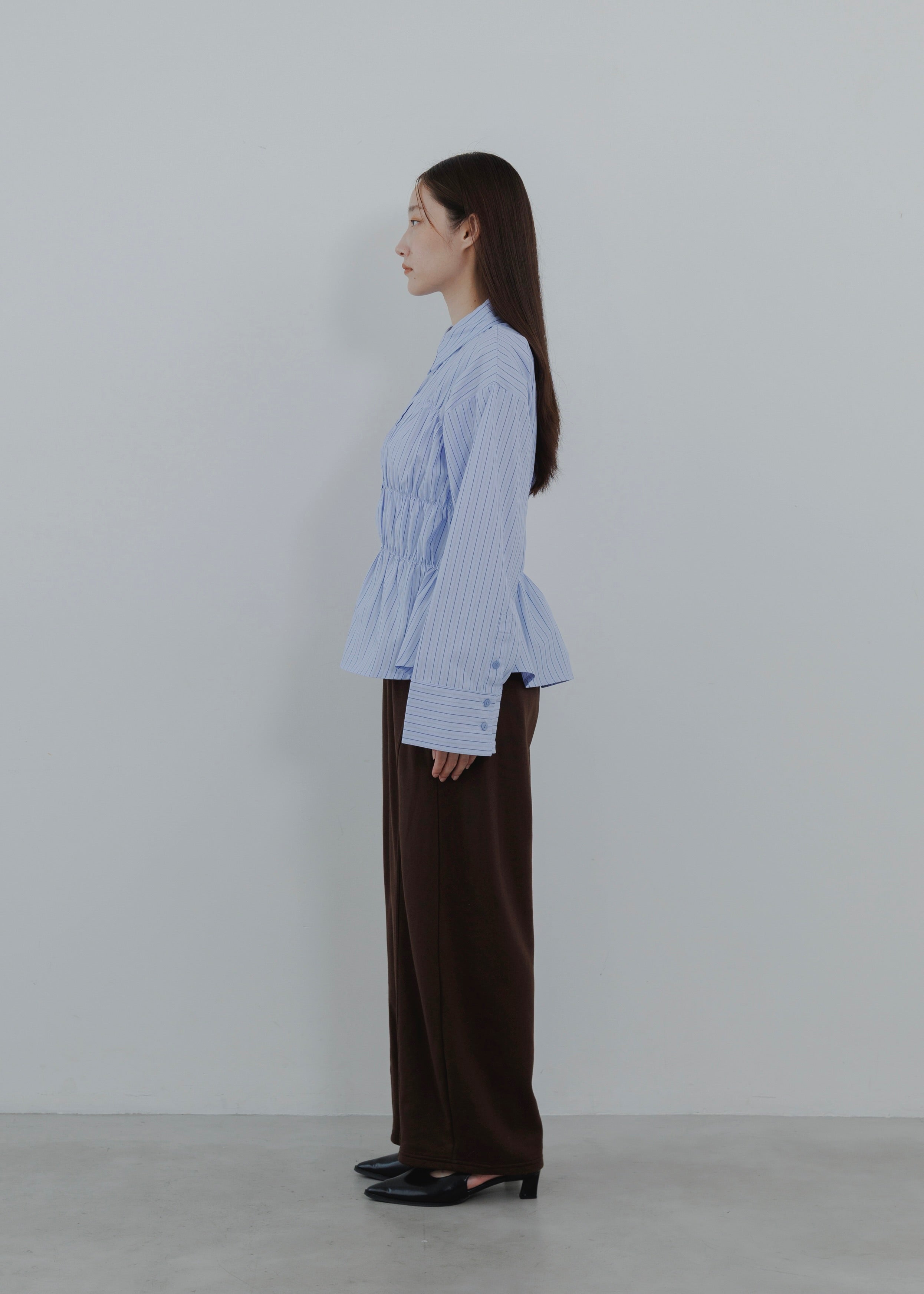 STRIPE SHIRRING SHIRT