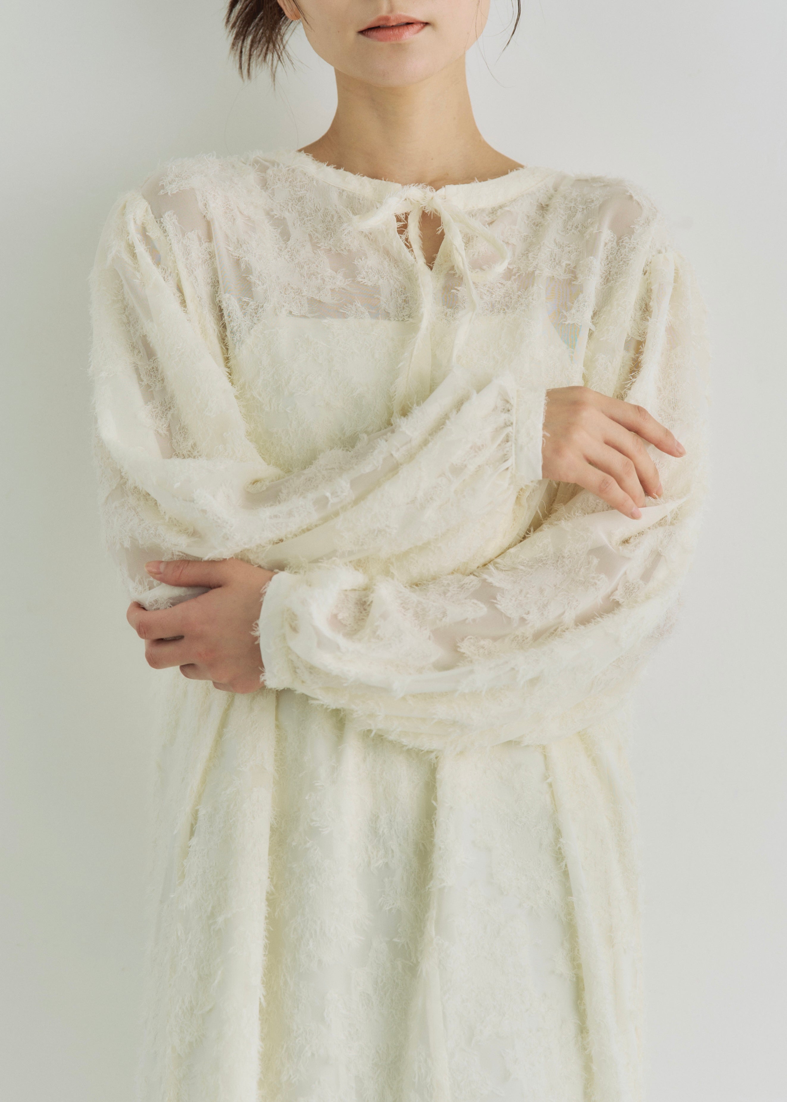2WAY SHEER JACQUARD DRESS