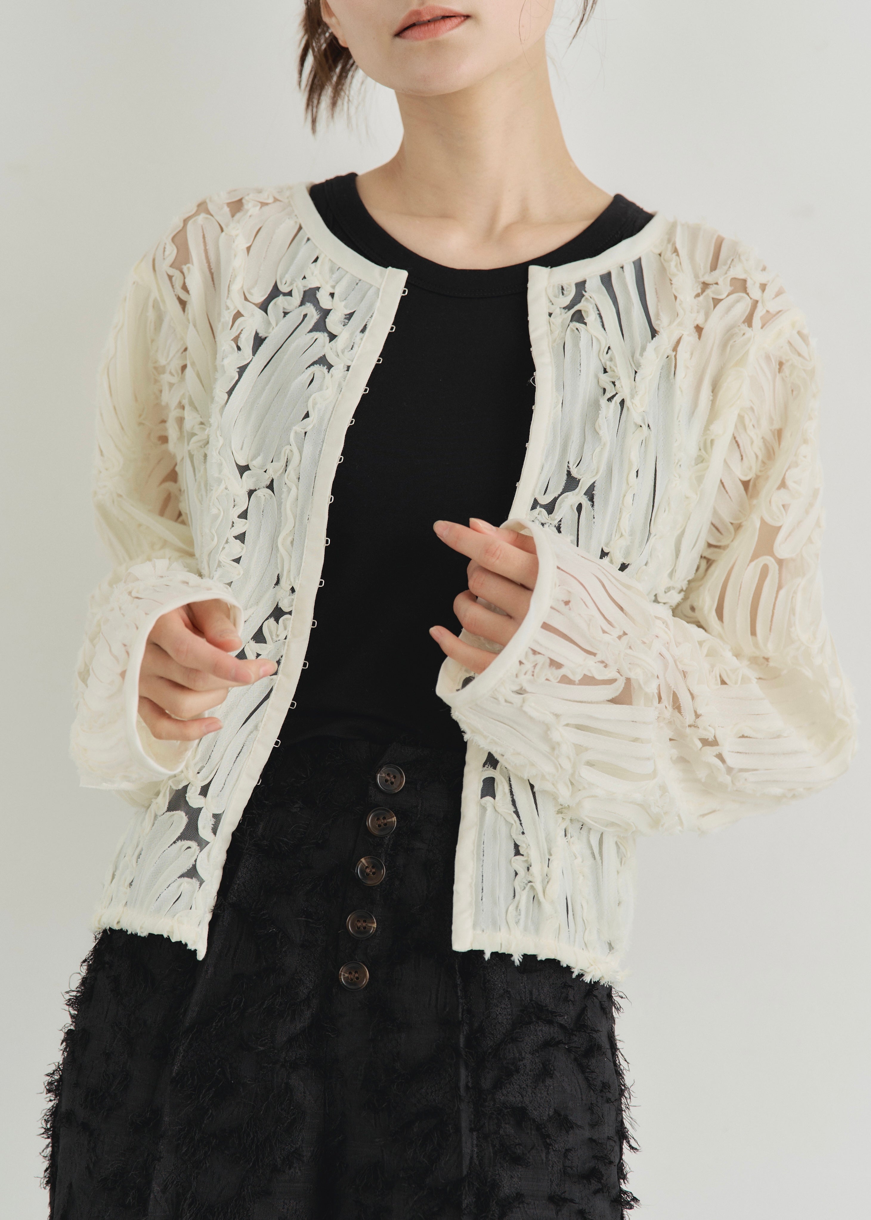 EMBROIDRED TULLE CARDIGAN