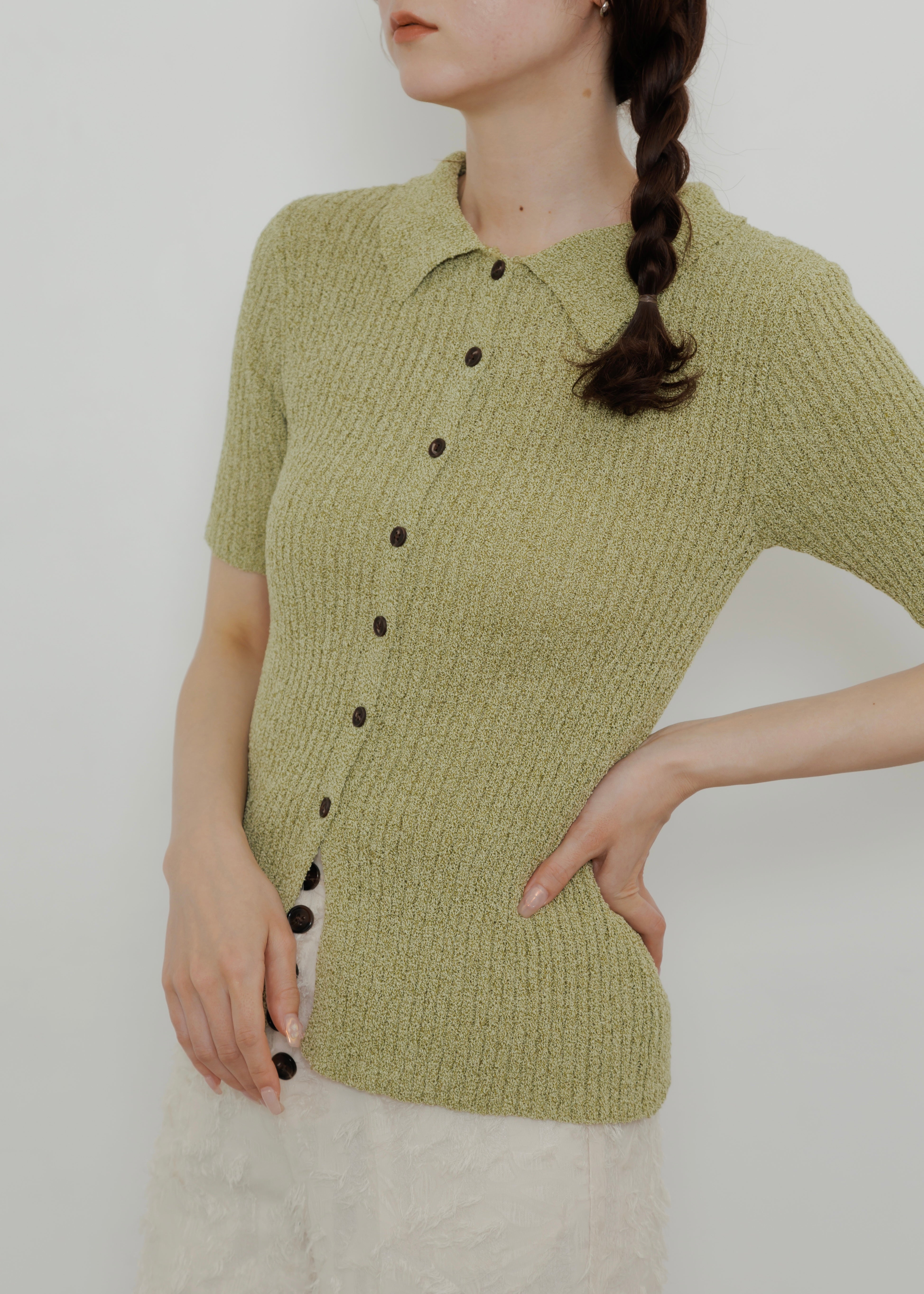 MIX KNIT POLO CARDIGAN