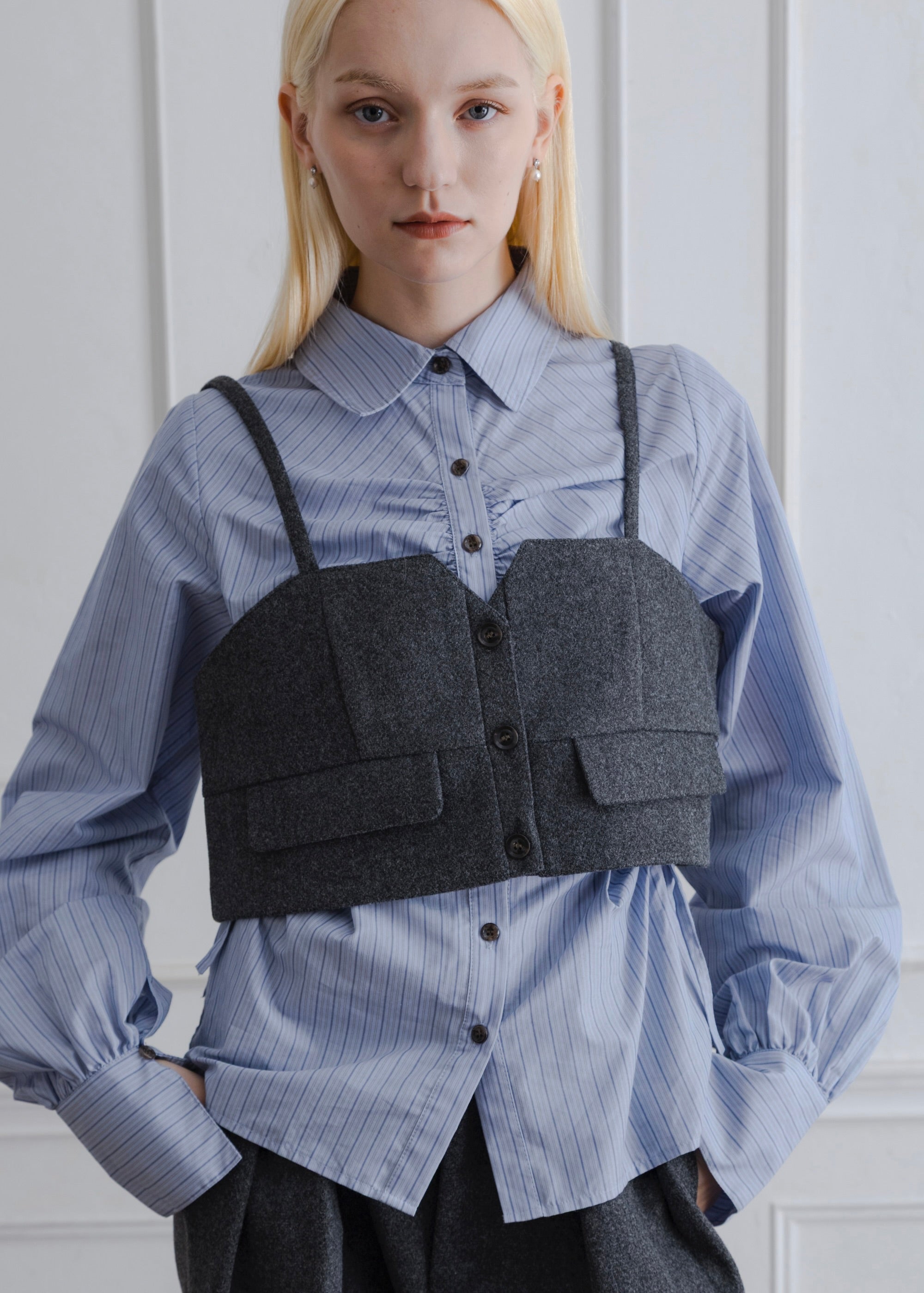 FAUX WOOL BUSTIER