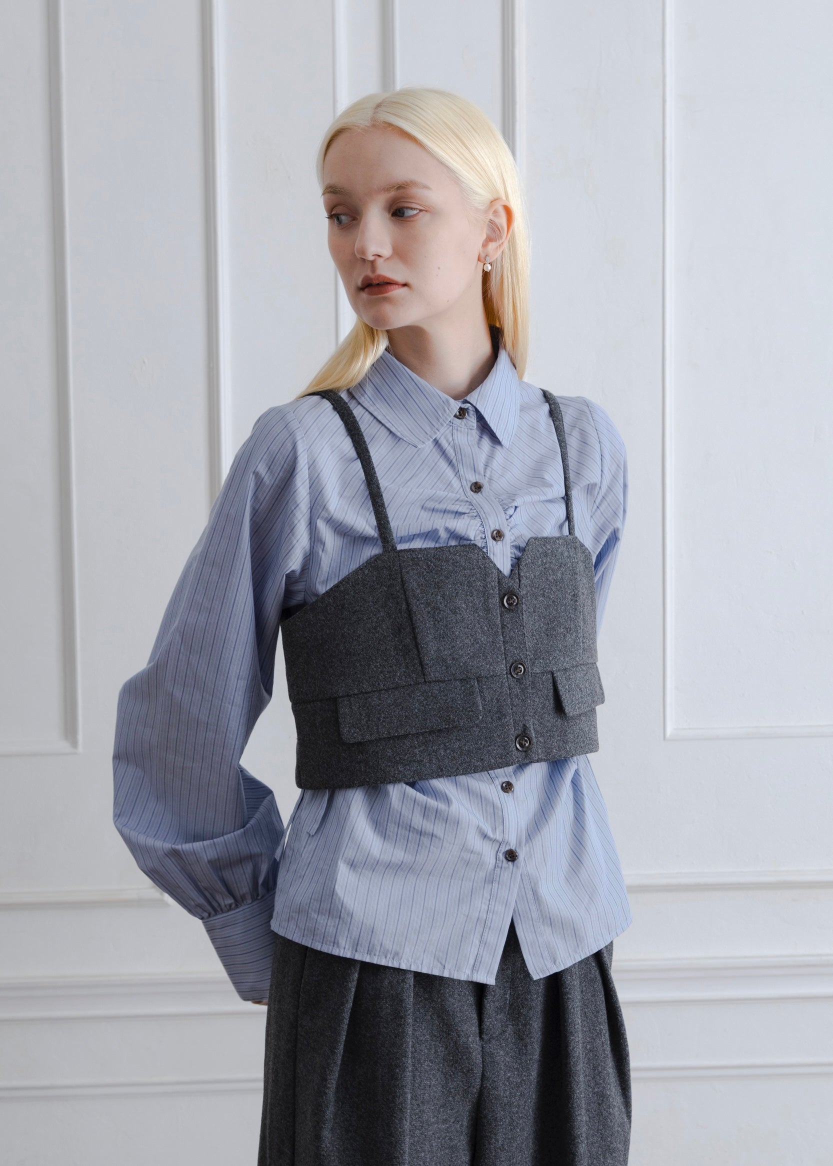 FAUX WOOL BUSTIER