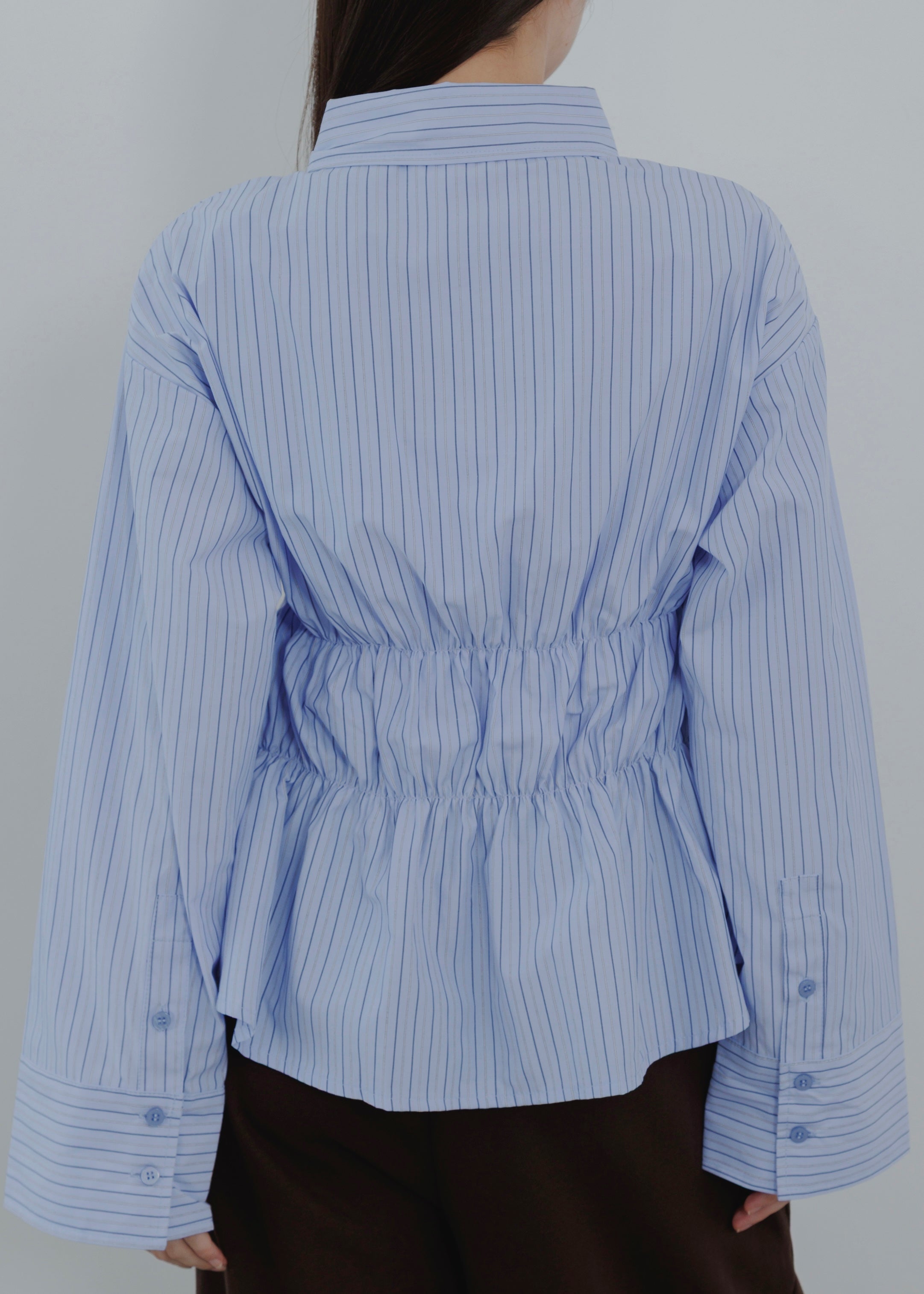 STRIPE SHIRRING SHIRT