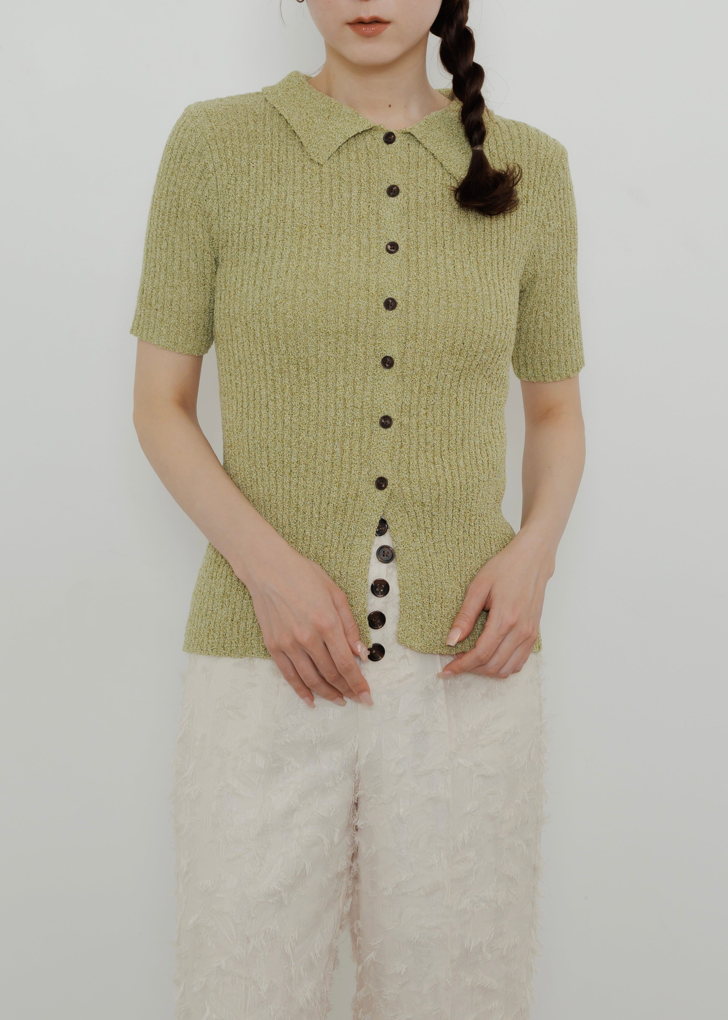 MIX KNIT POLO CARDIGAN