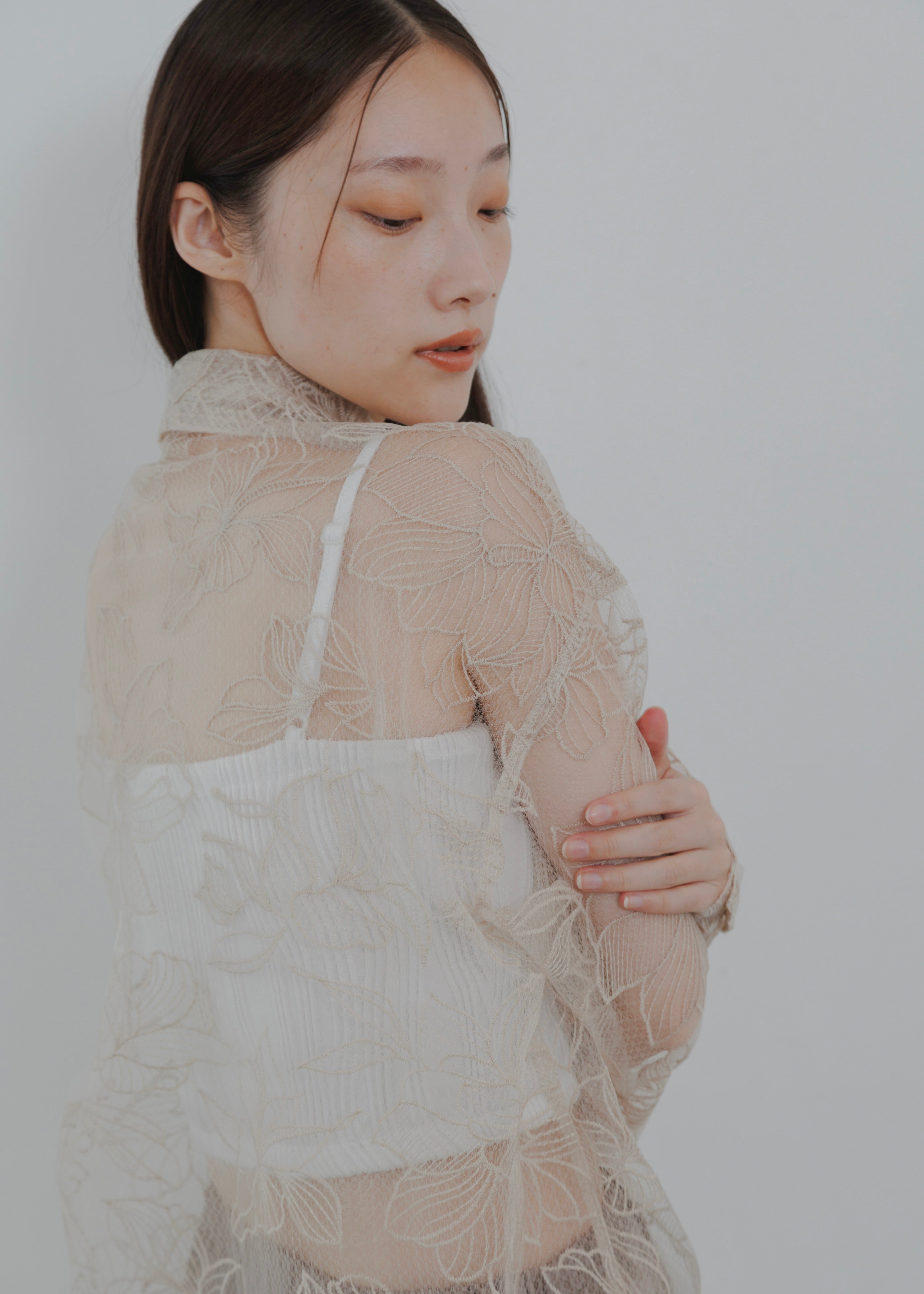 FLOWER TULLE SHIRT