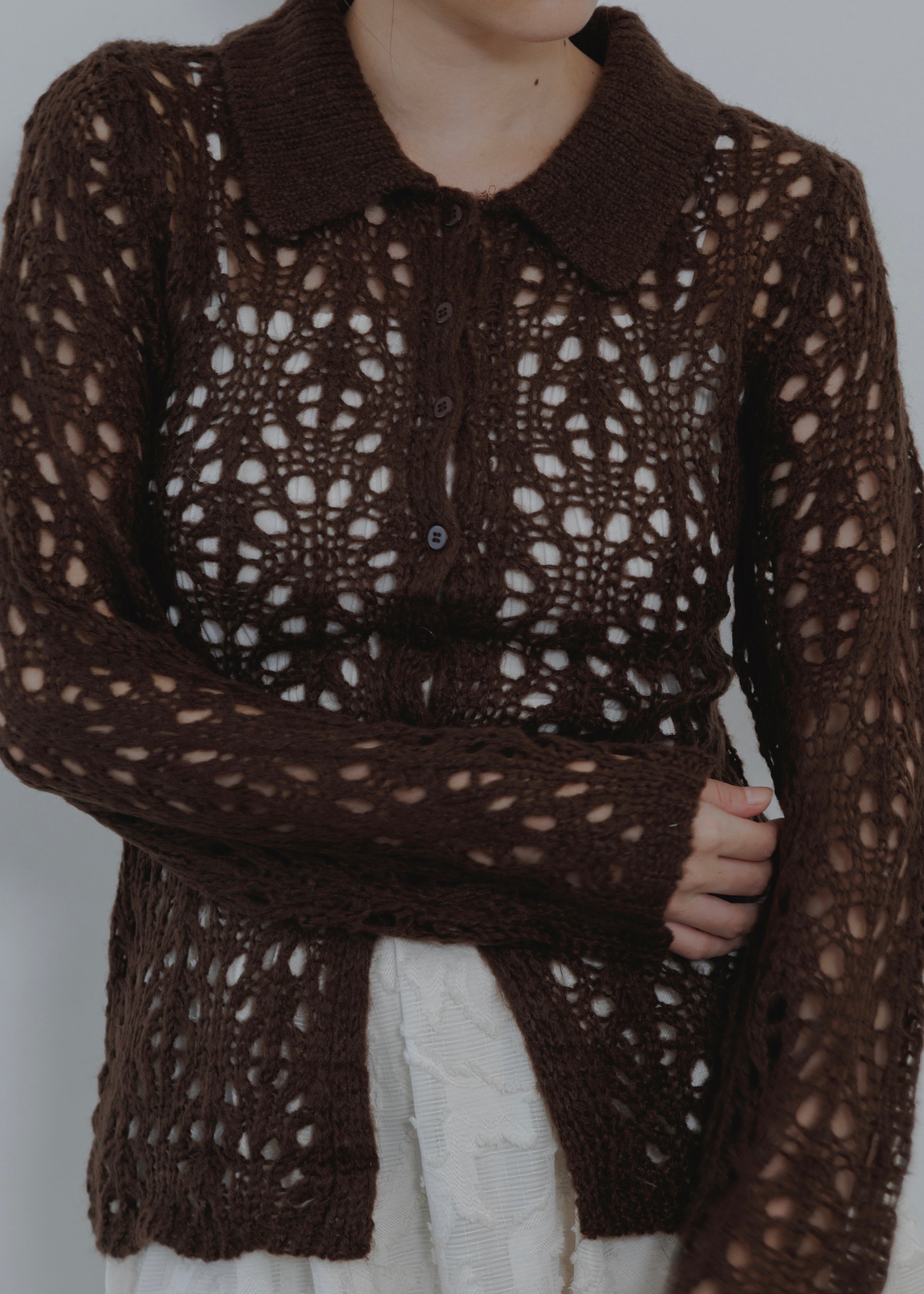 OPENWORK MOHAIR CARDIGAN