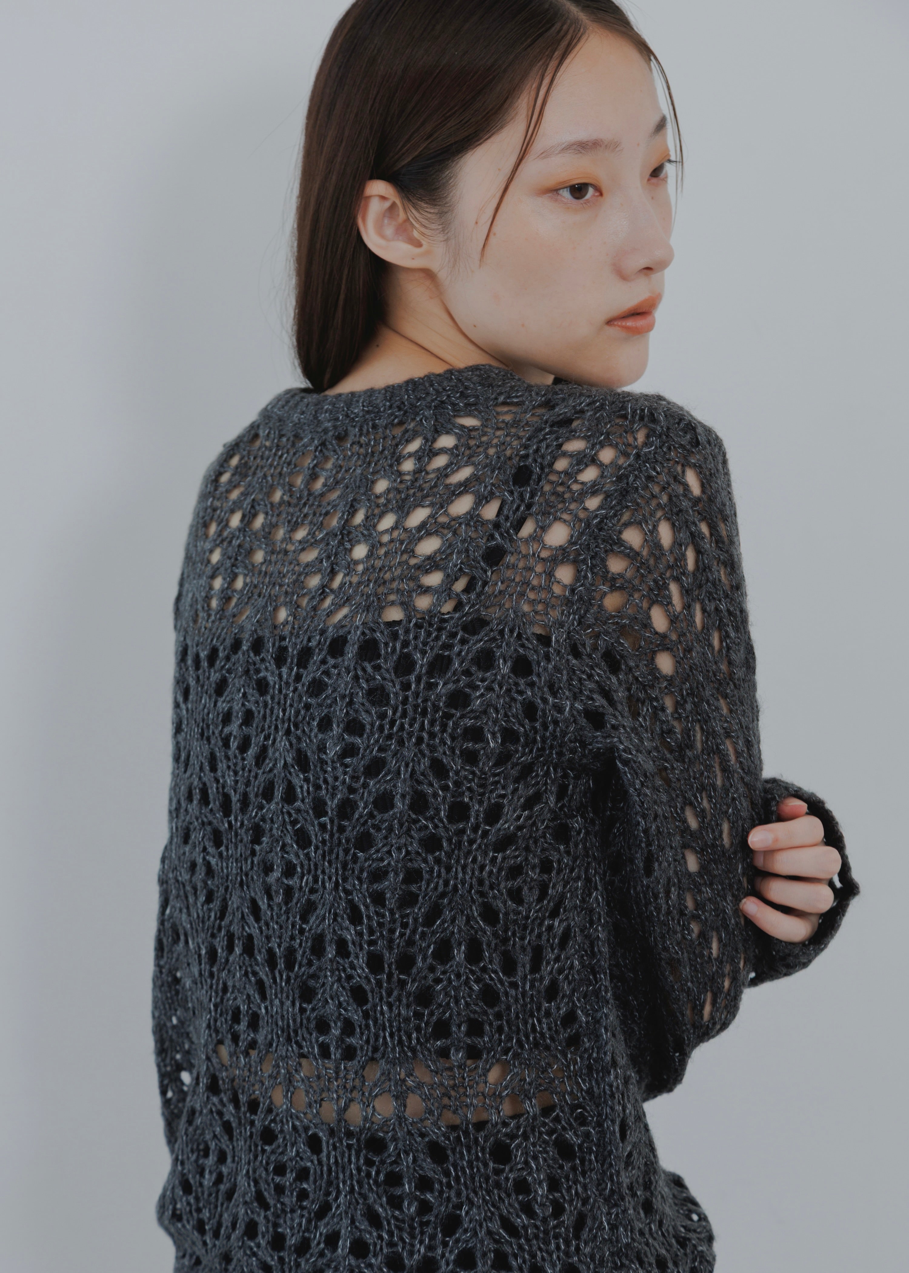 OPENWORK MOHAIR KNIT PULLOVER