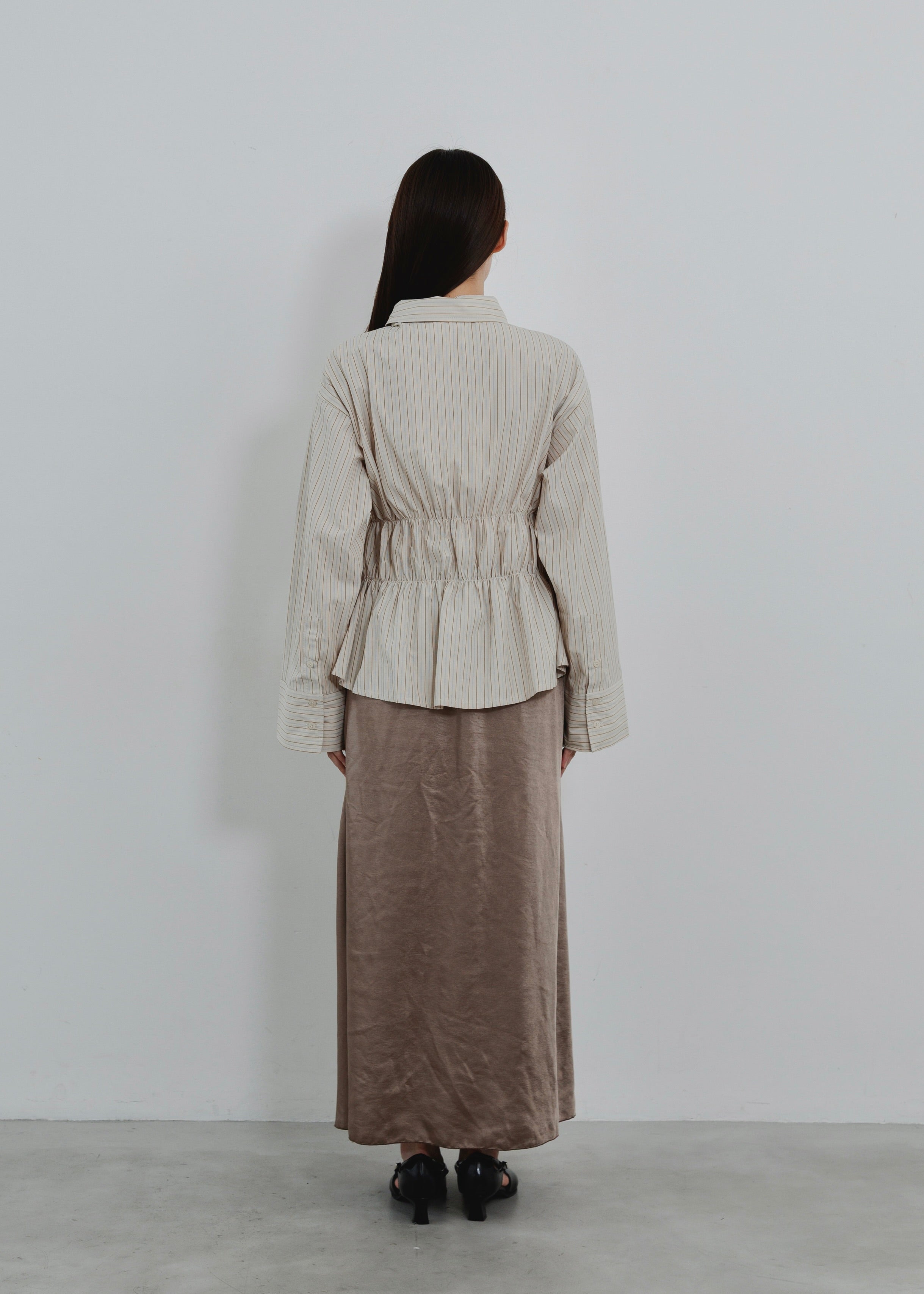 STRIPE SHIRRING SHIRT