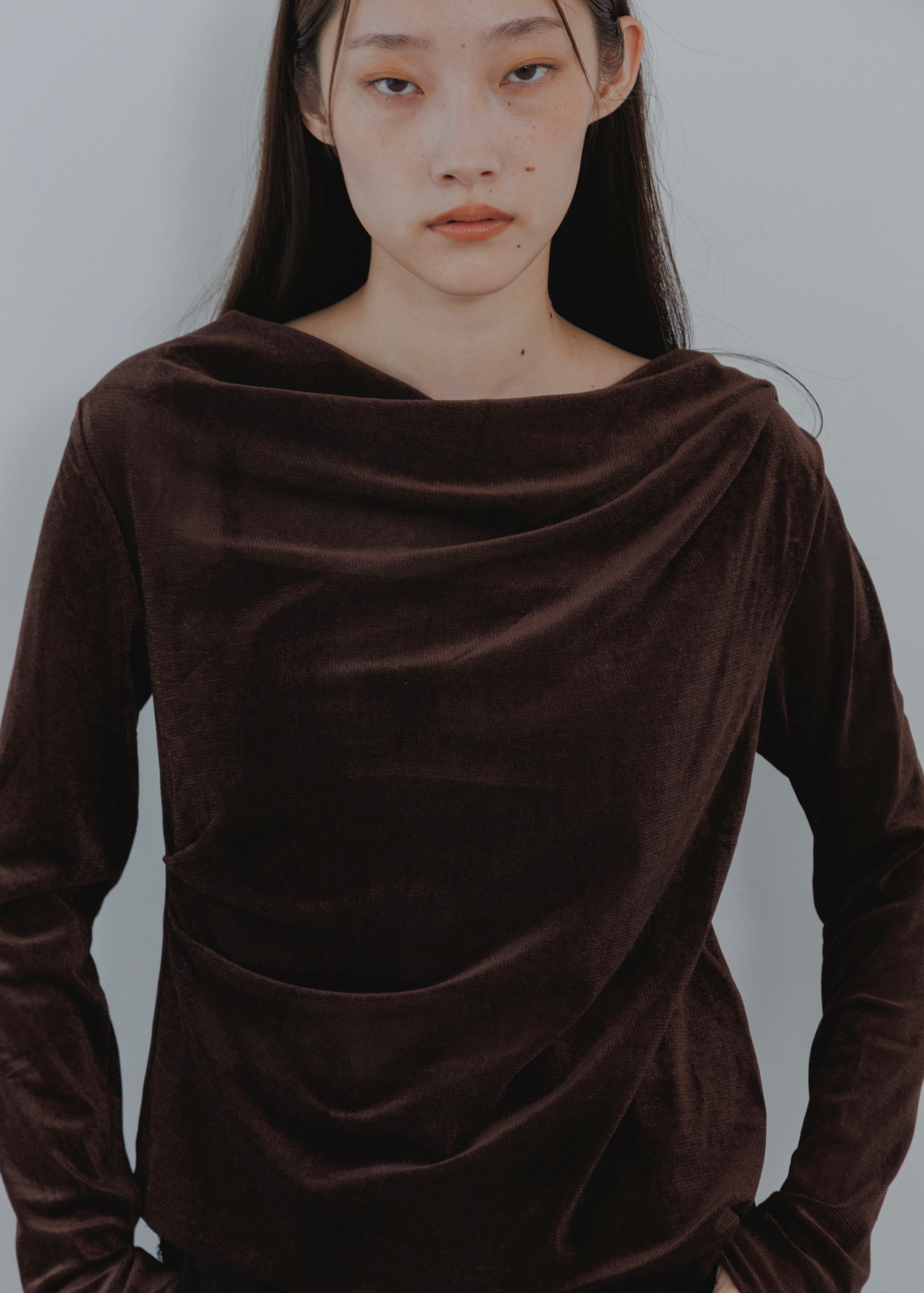SHEER VELOUR DRAPE PULLOVER