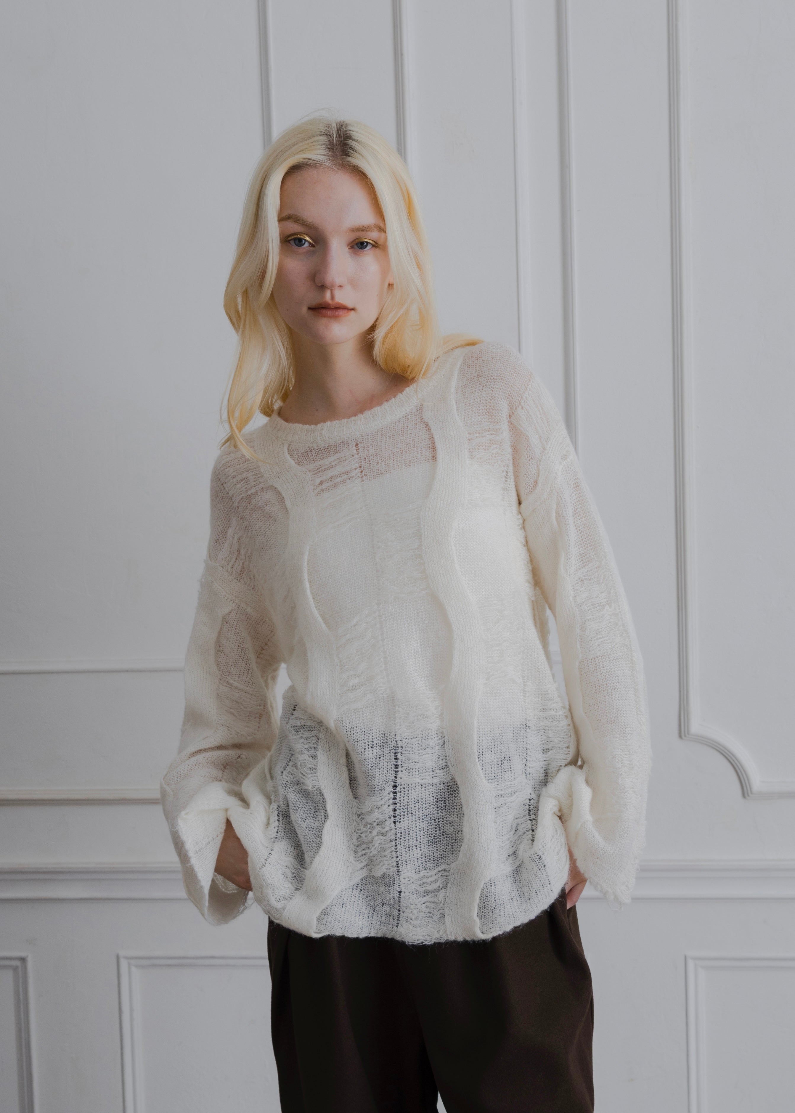 louren low gauge mohair knit pullover トップス louren low gauge