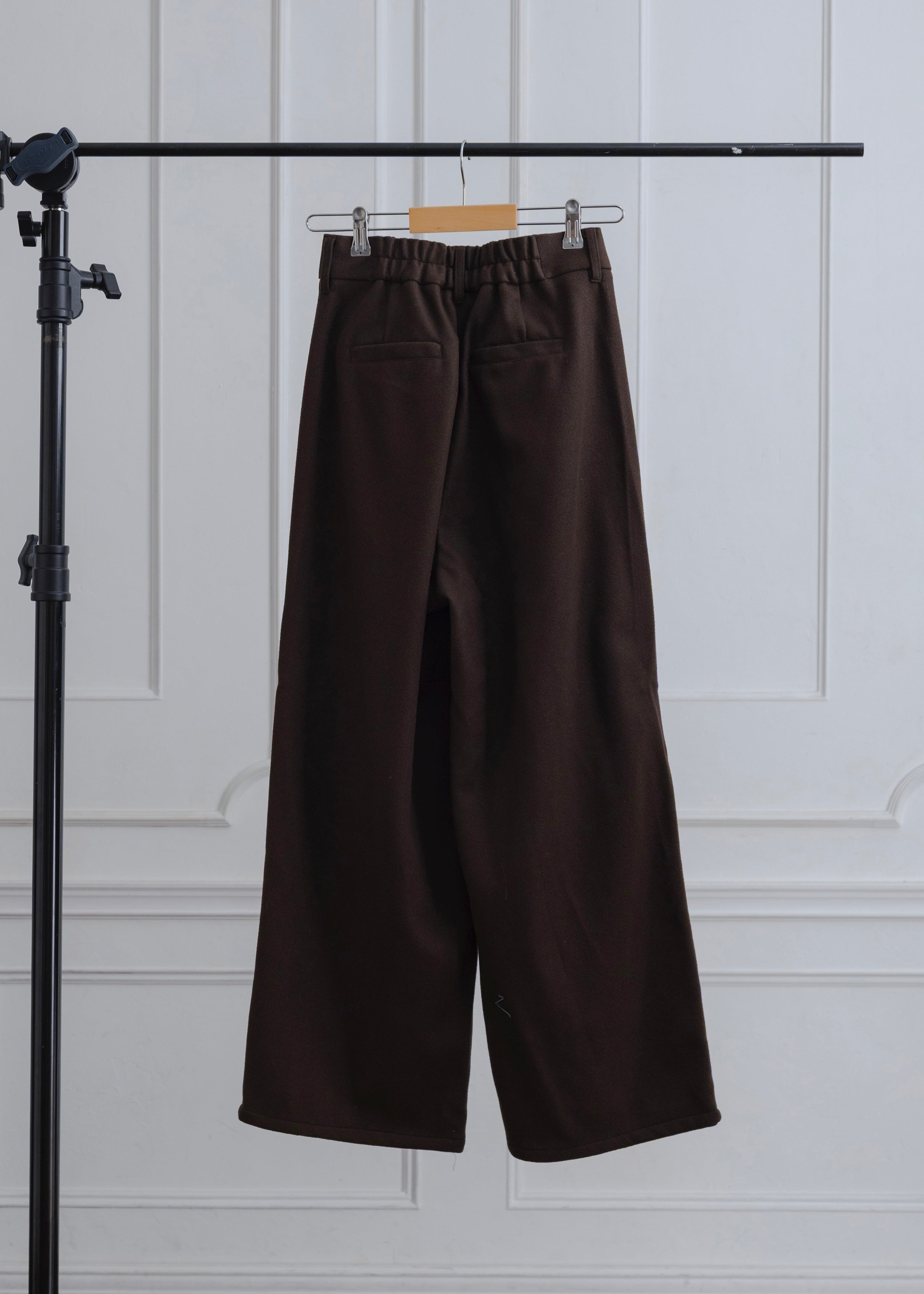 FAUX WOOL TUCK PANTS