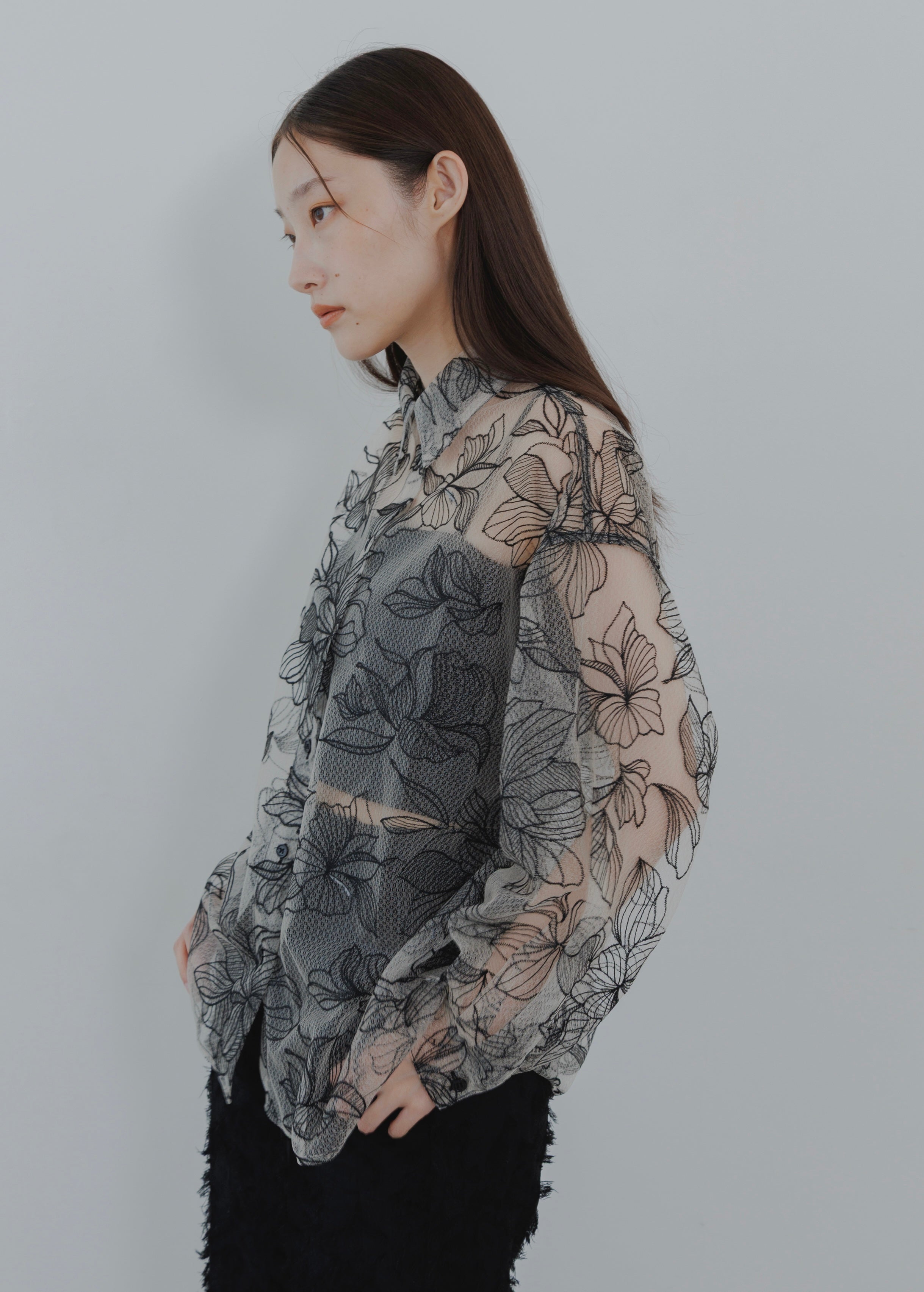FLOWER TULLE SHIRT