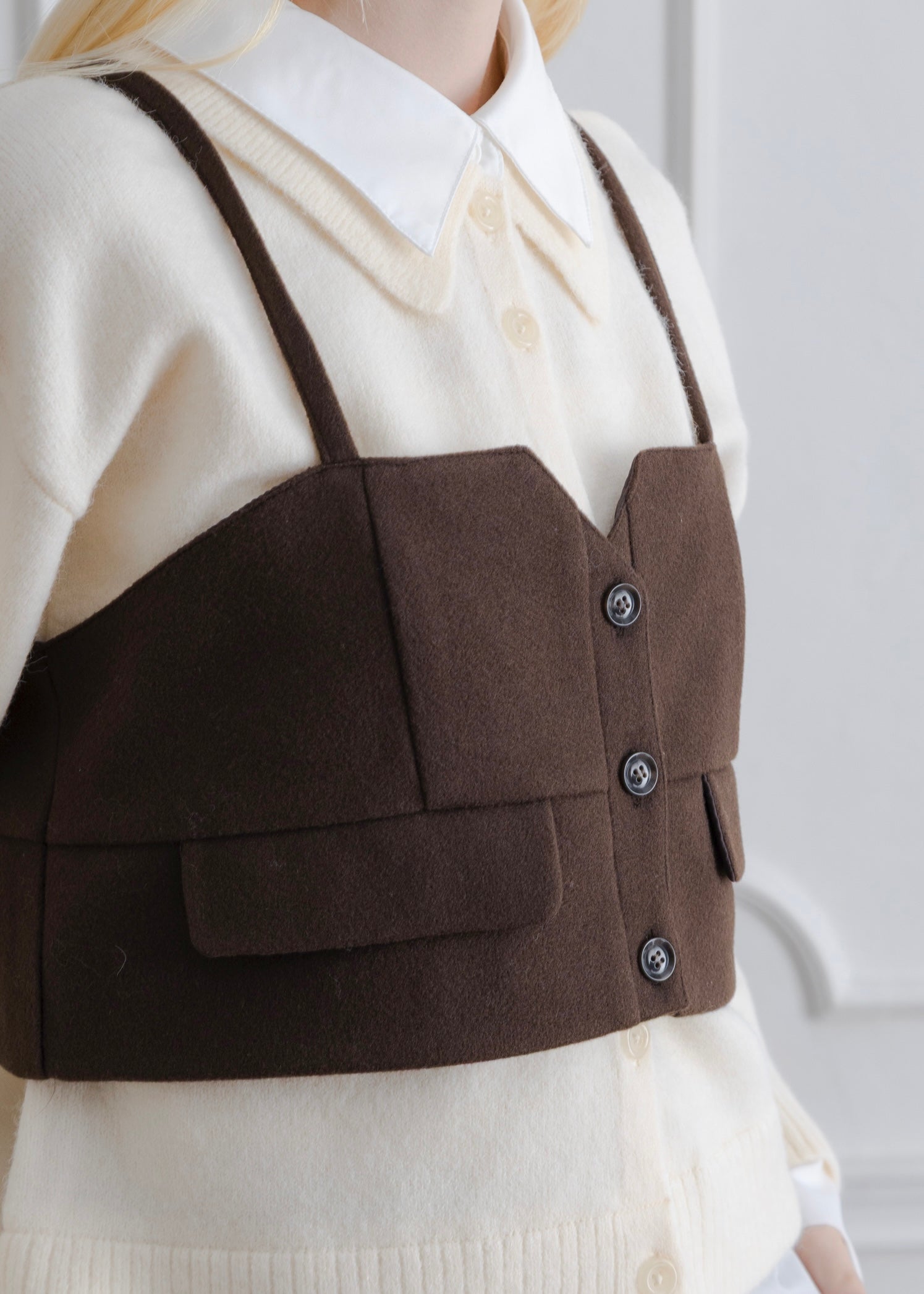FAUX WOOL BUSTIER