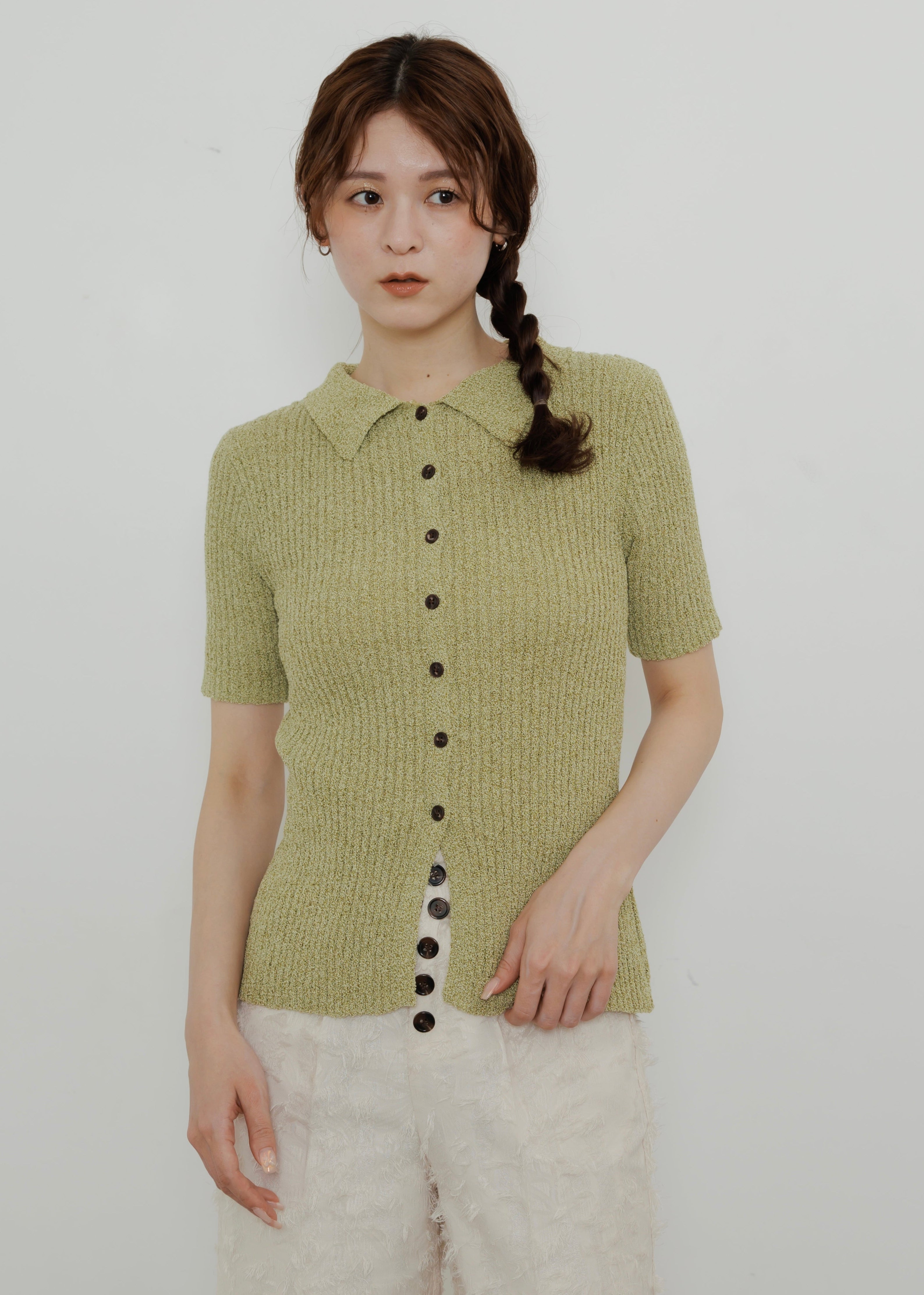MIX KNIT POLO CARDIGAN