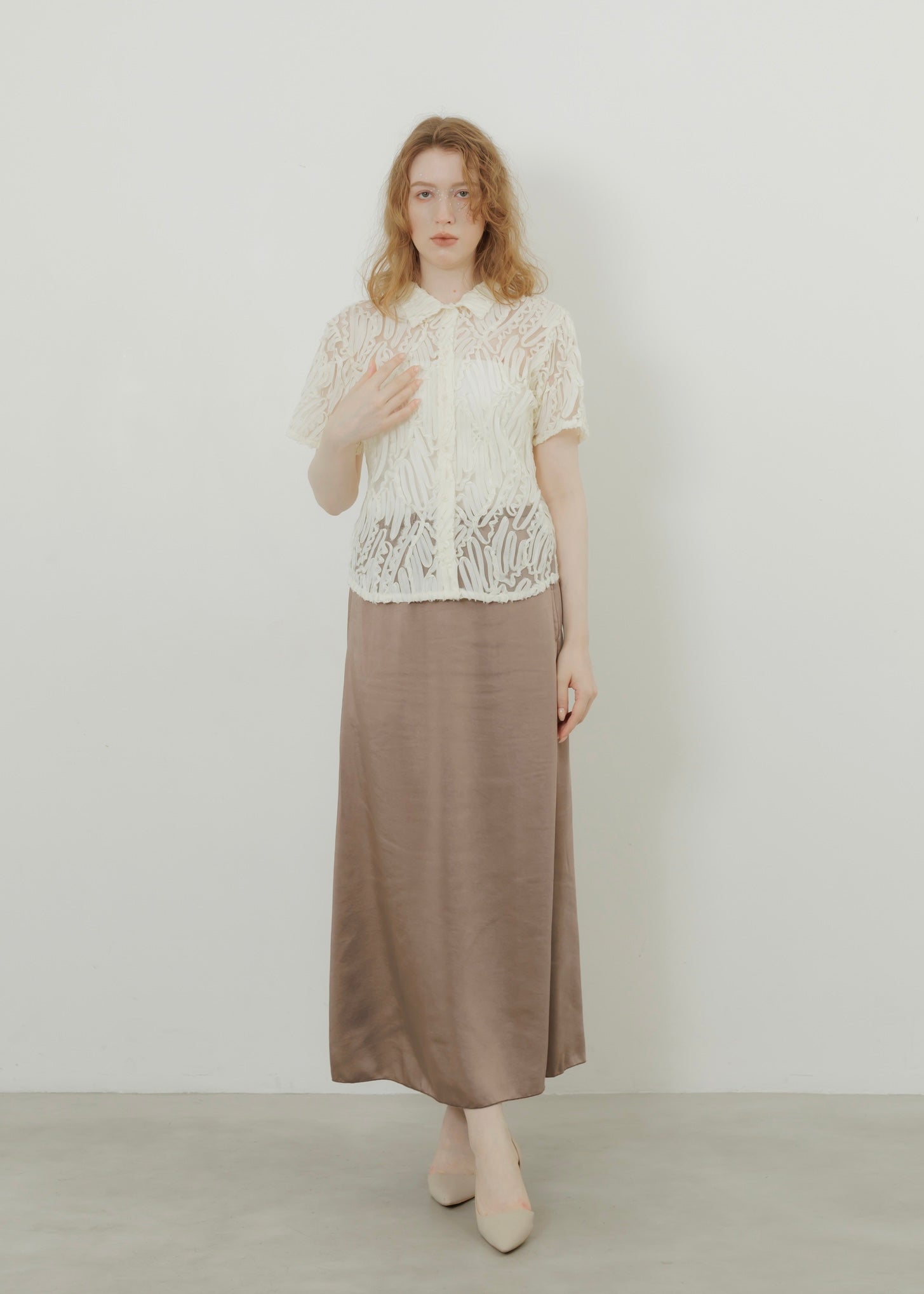 SATIN SEMI FLARE SKIRT