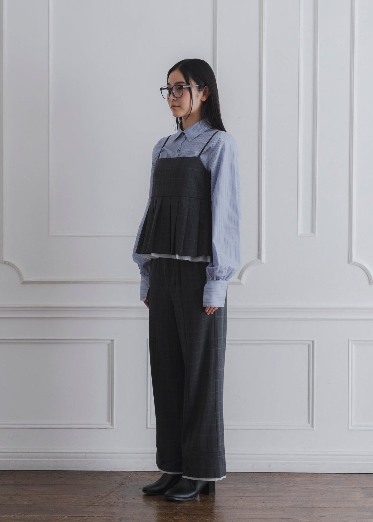 CHECK PLEATS CAMISOLE