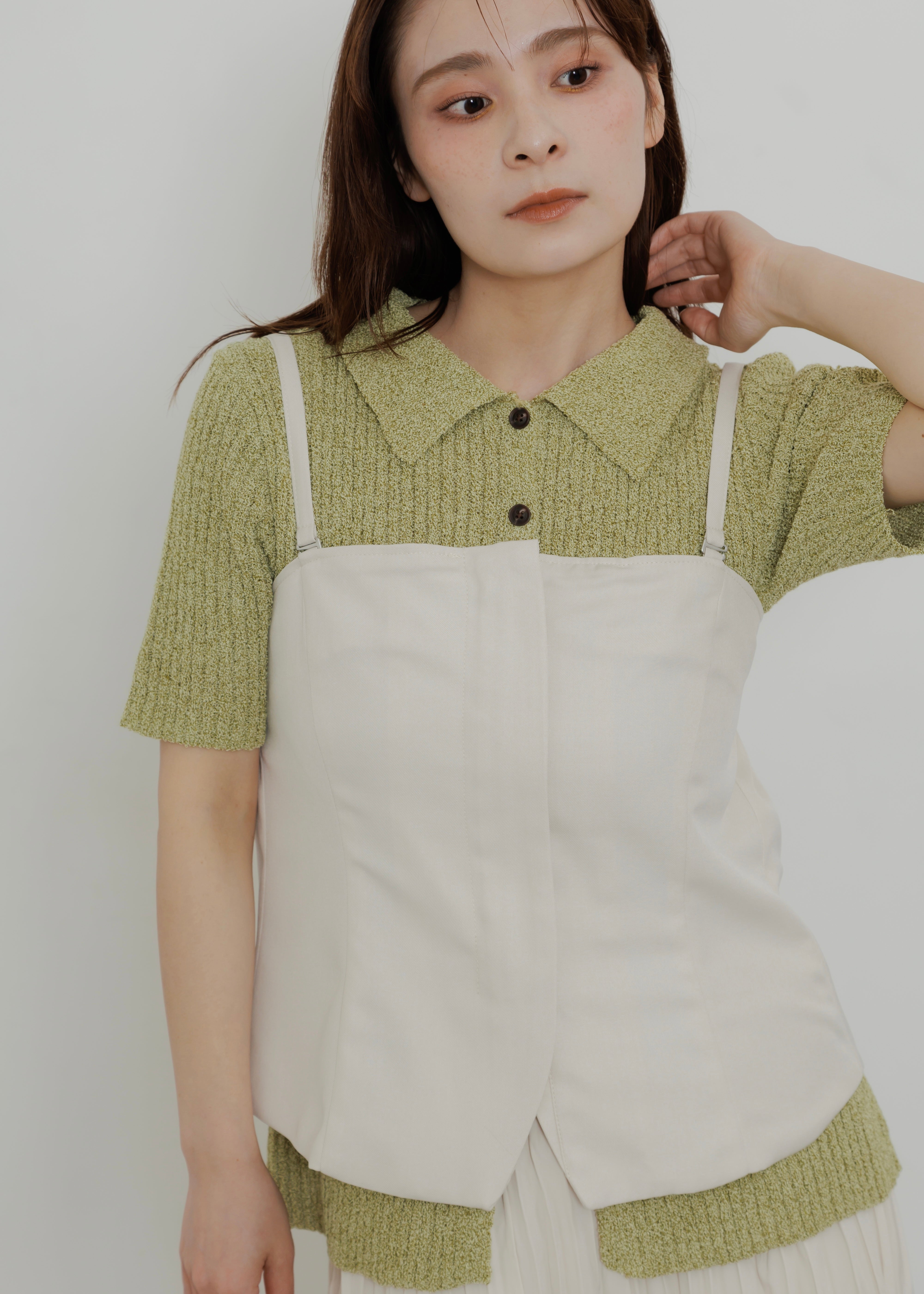 MIX KNIT POLO CARDIGAN