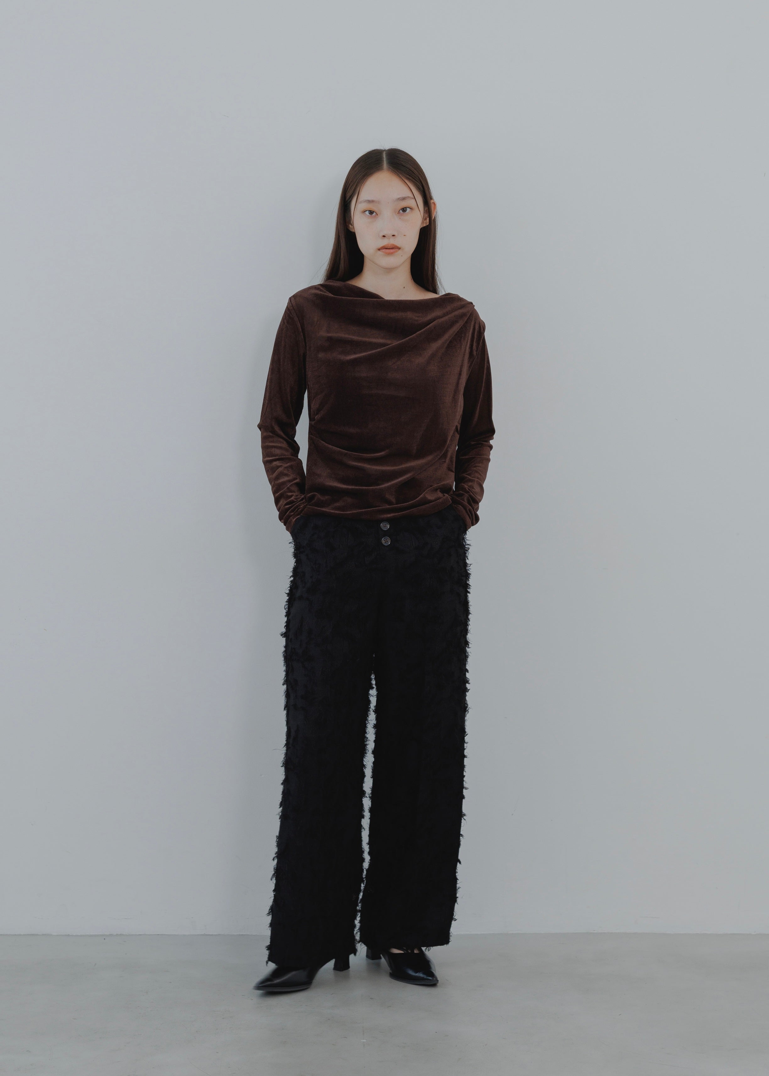 SHEER VELOUR DRAPE PULLOVER