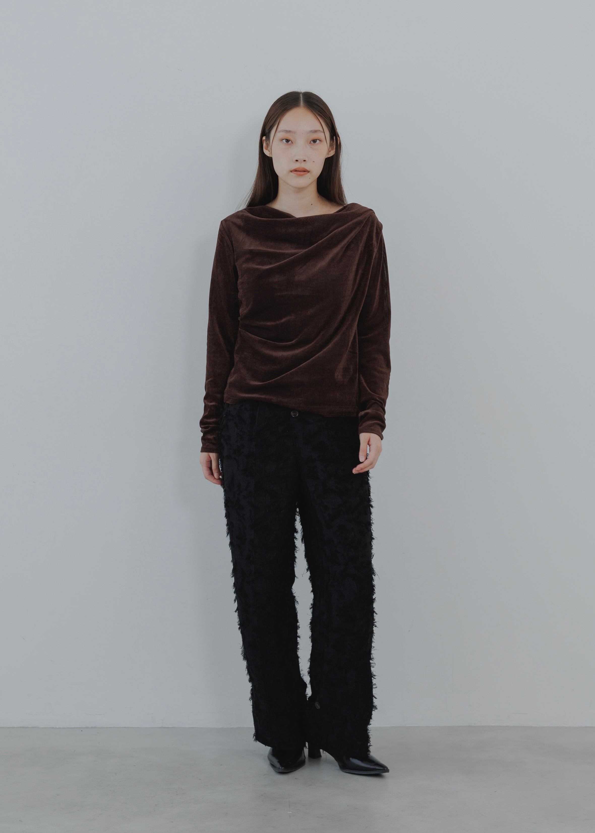 SHEER VELOUR DRAPE PULLOVER