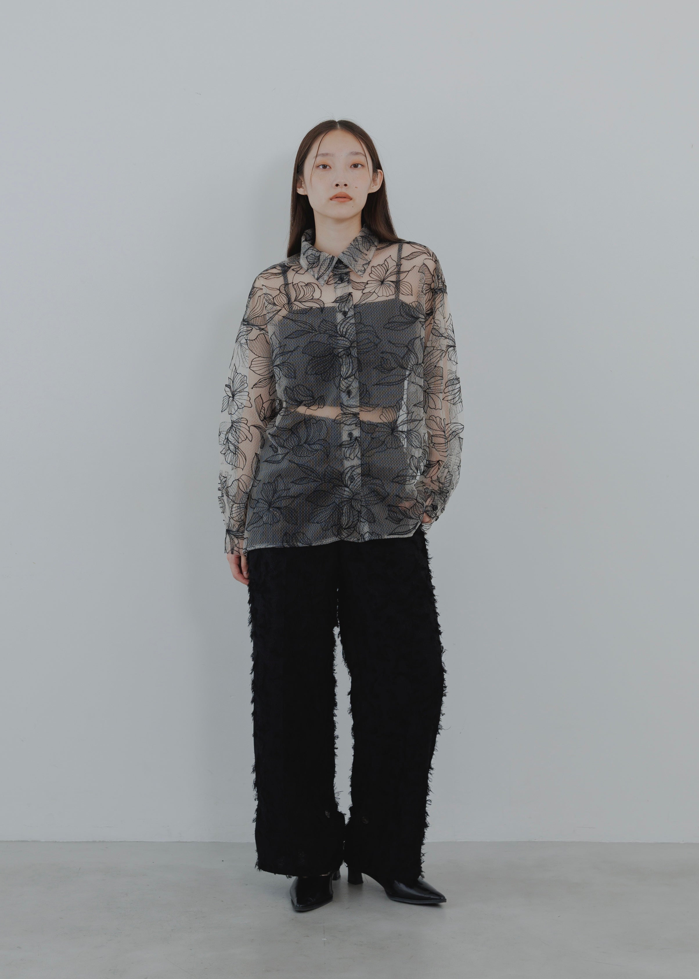 FLOWER TULLE SHIRT