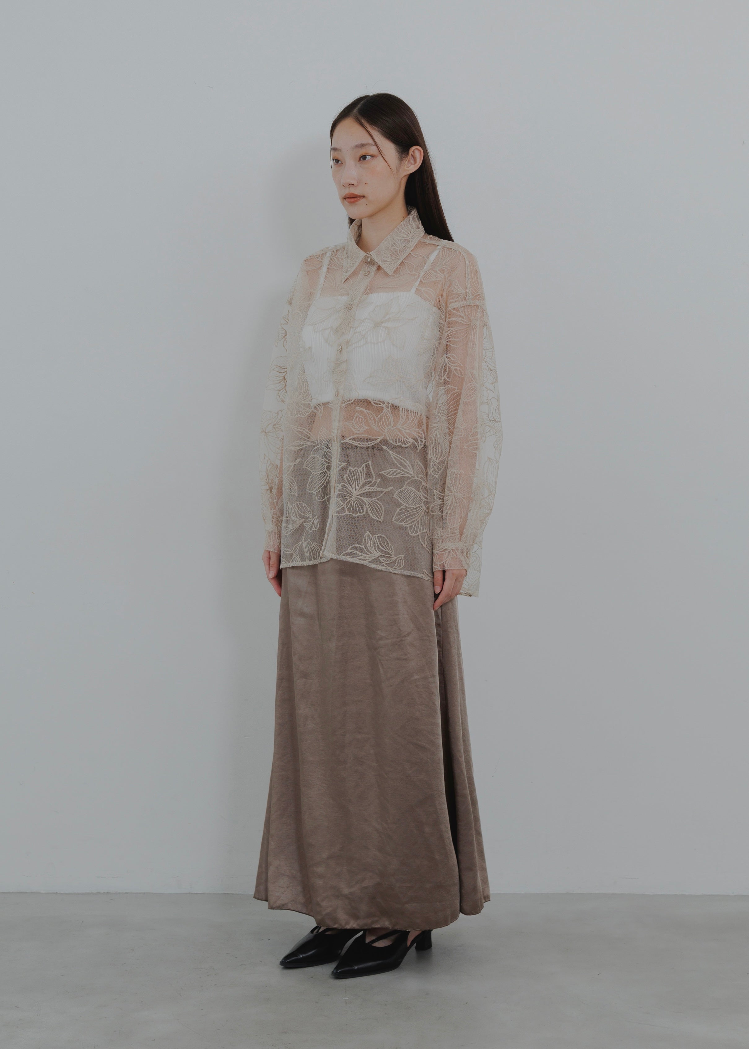 FLOWER TULLE SHIRT
