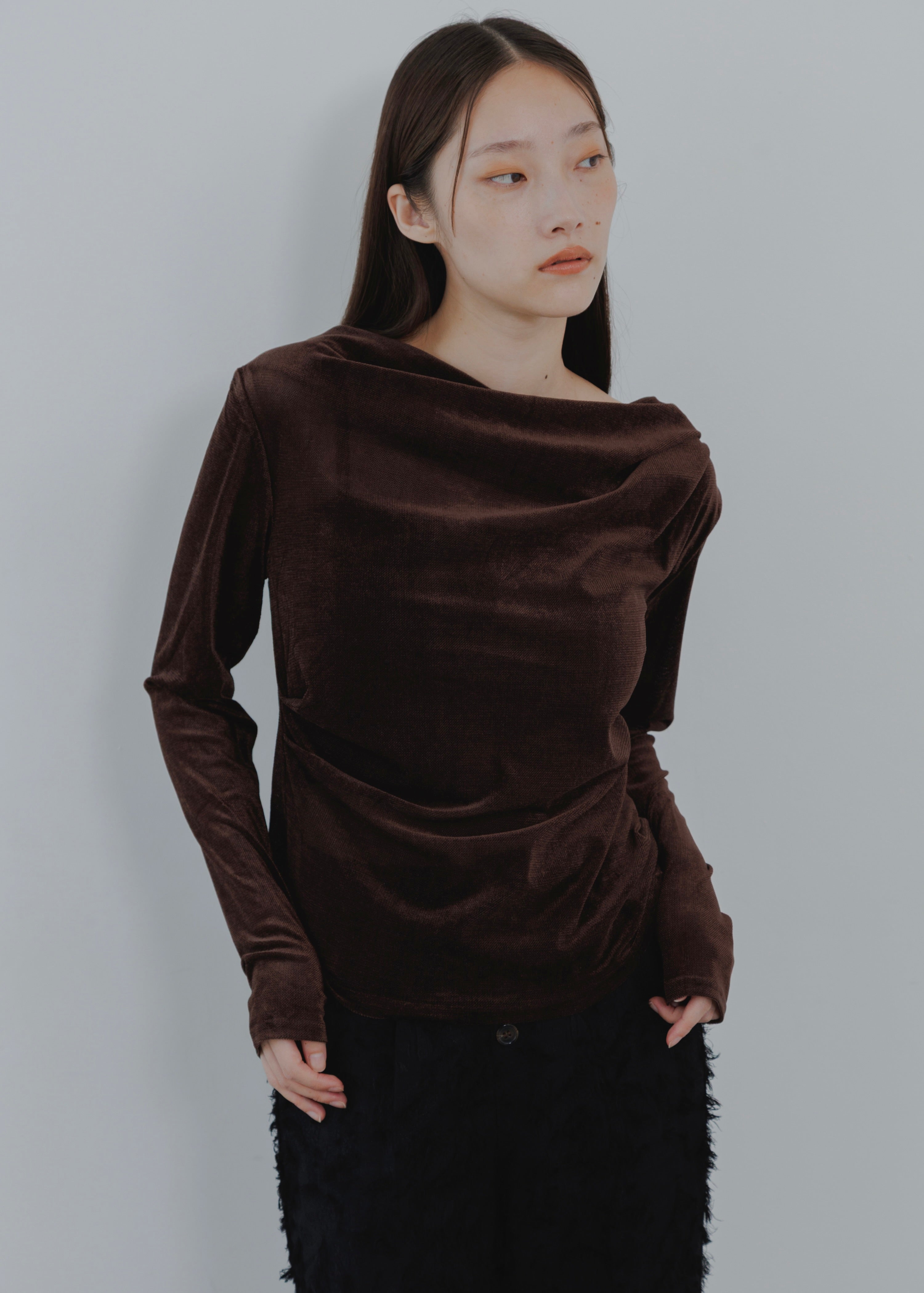 SHEER VELOUR DRAPE PULLOVER