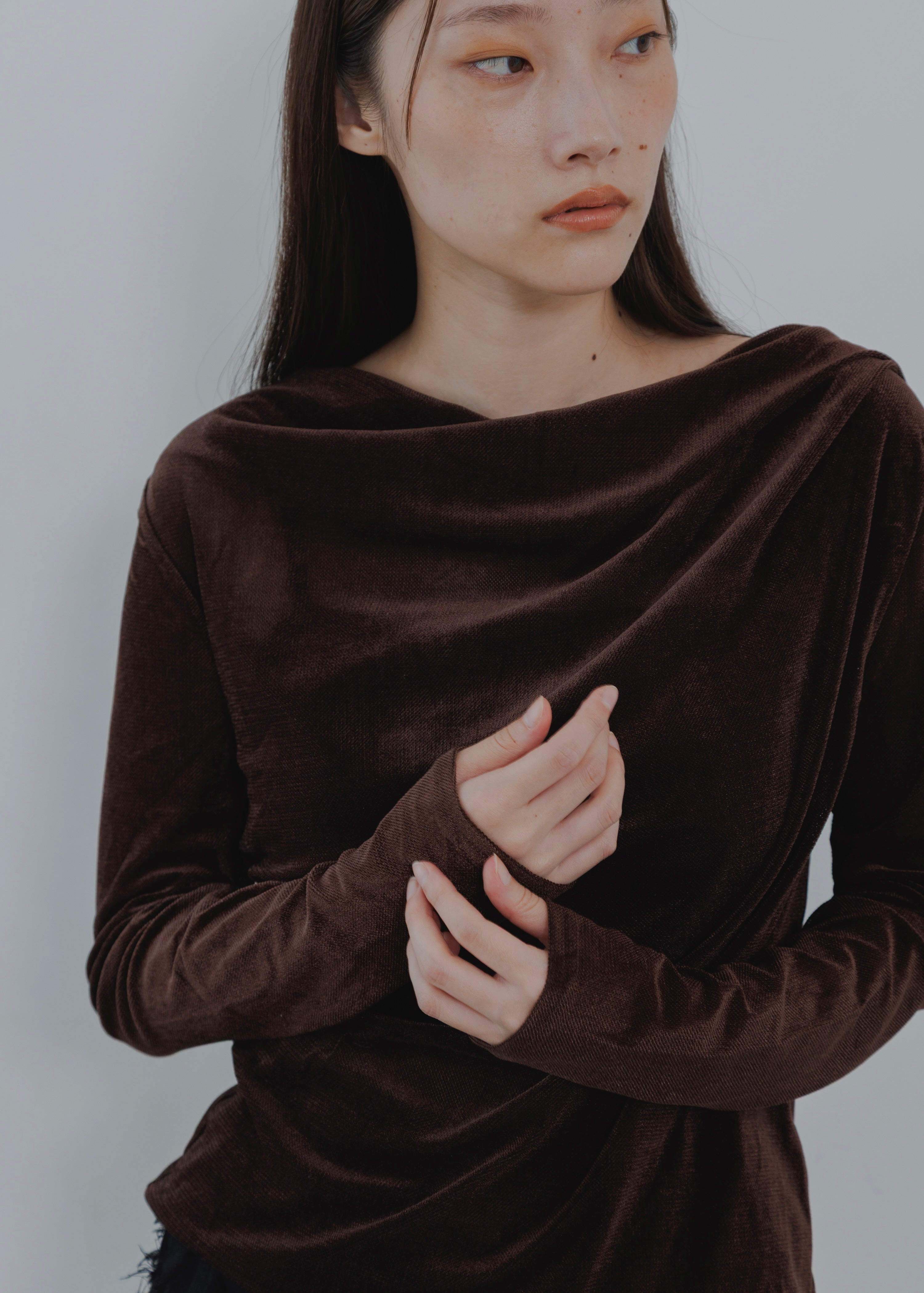 SHEER VELOUR DRAPE PULLOVER