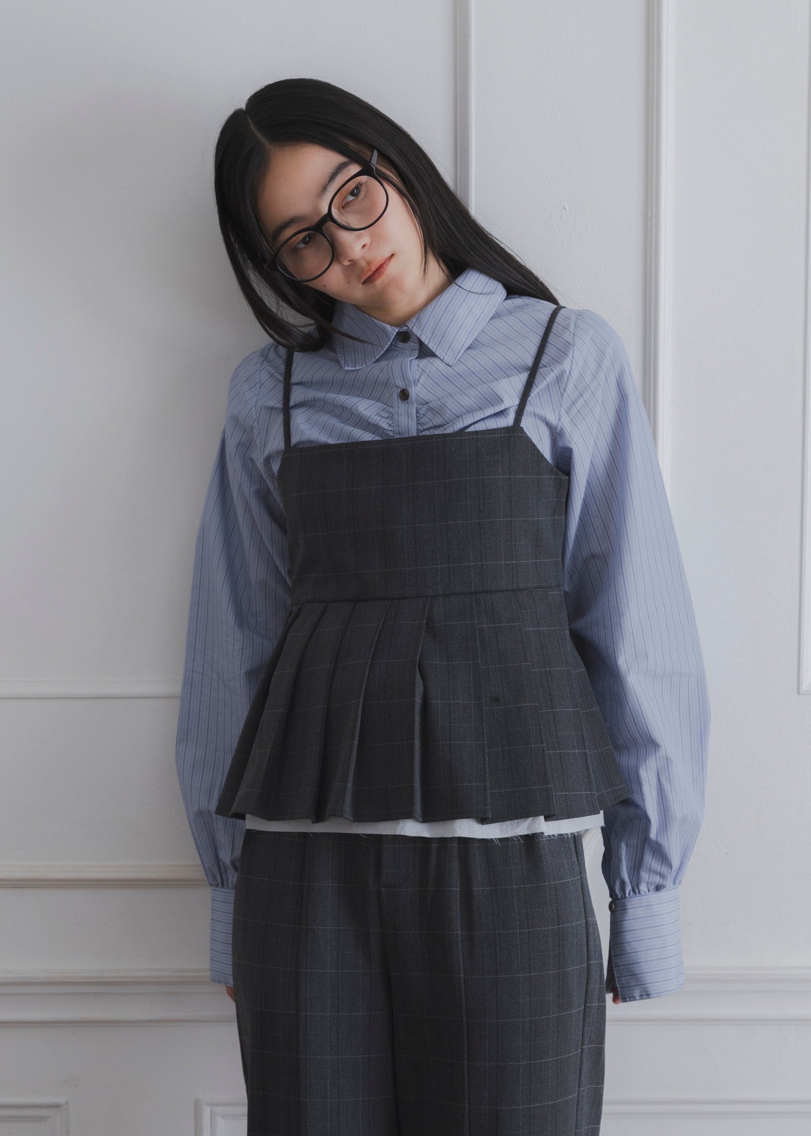 CHECK PLEATS CAMISOLE