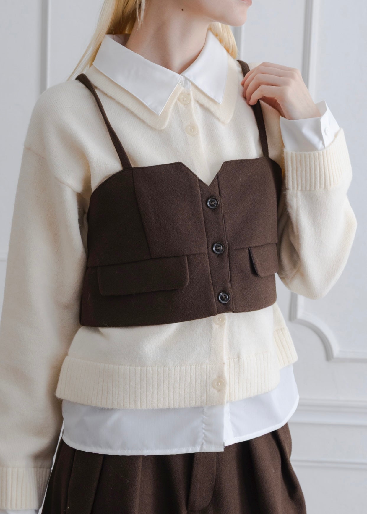 FAUX WOOL BUSTIER