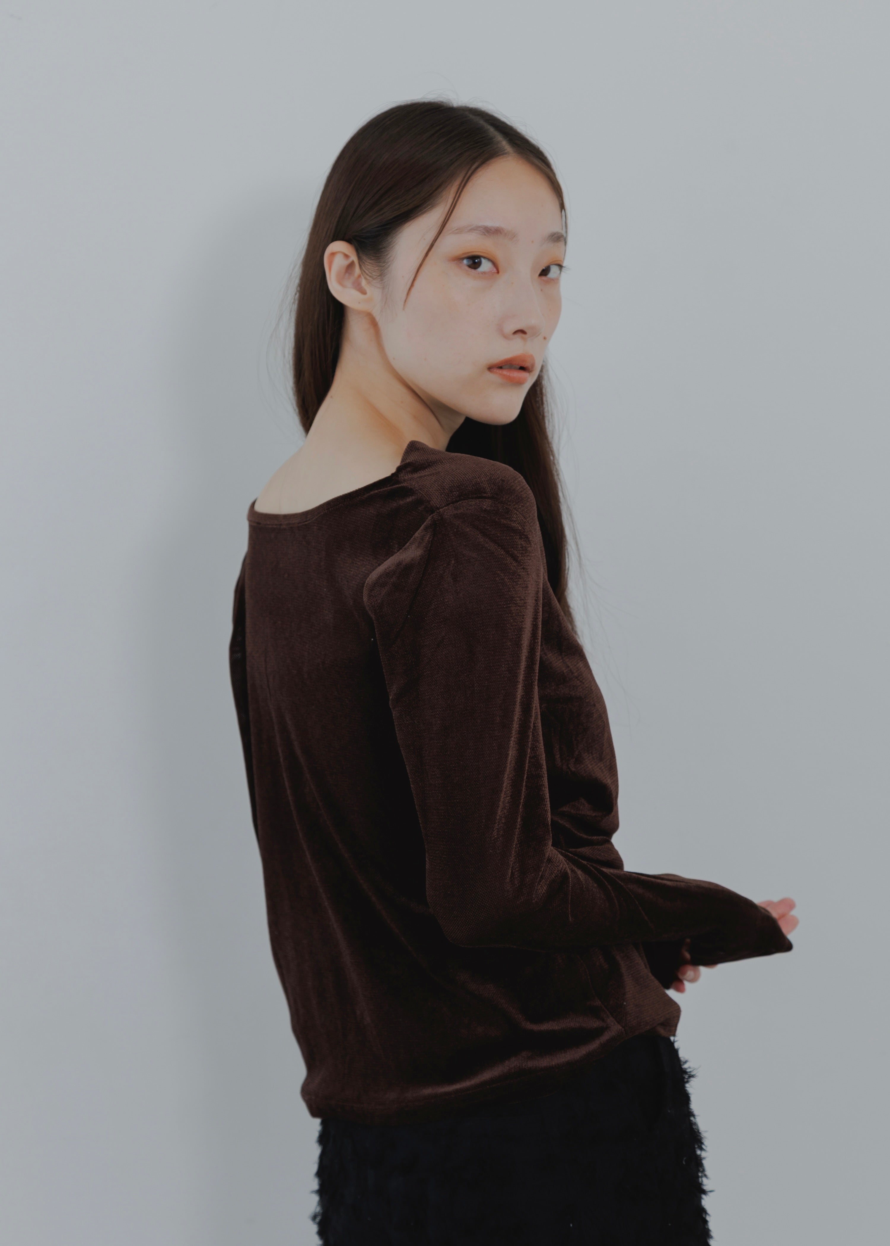 SHEER VELOUR DRAPE PULLOVER