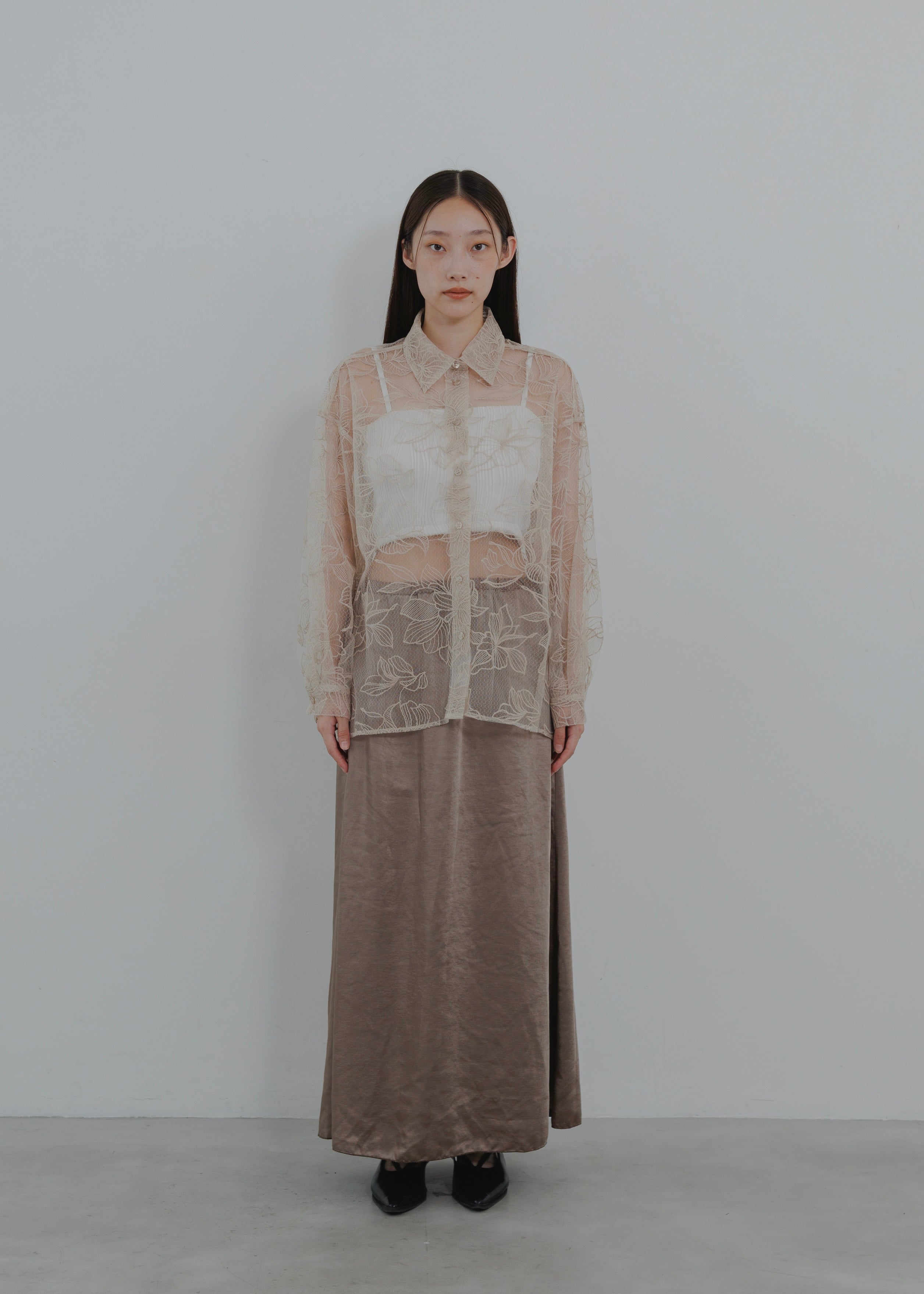 FLOWER TULLE SHIRT