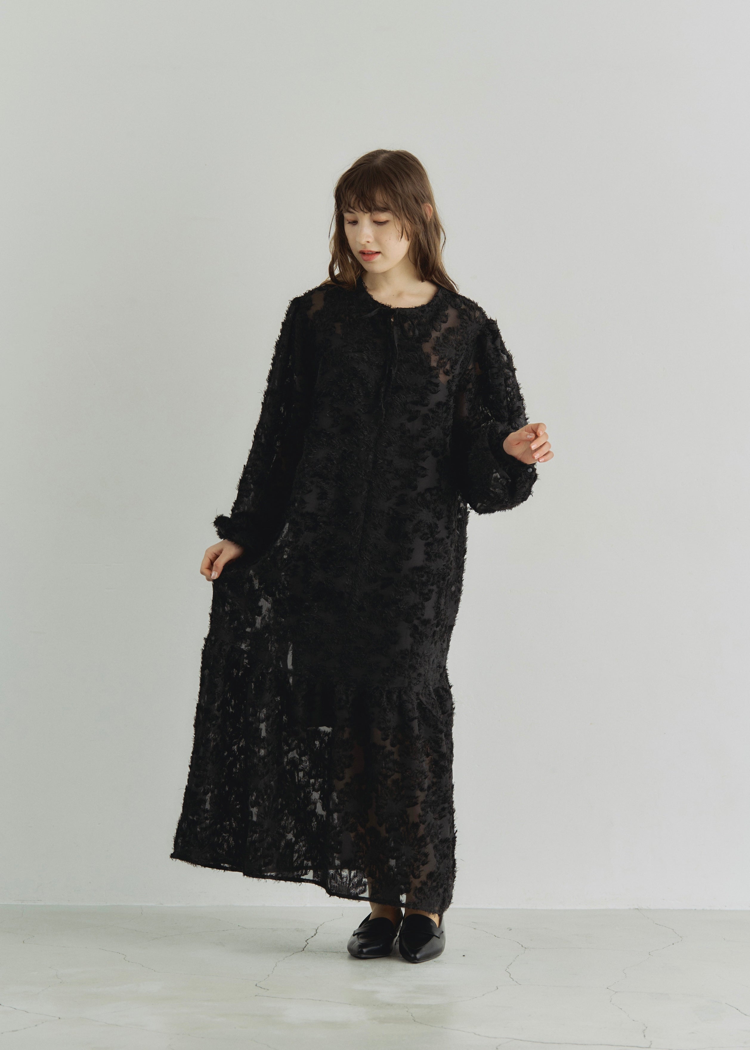 2WAY SHEER JACQUARD DRESS